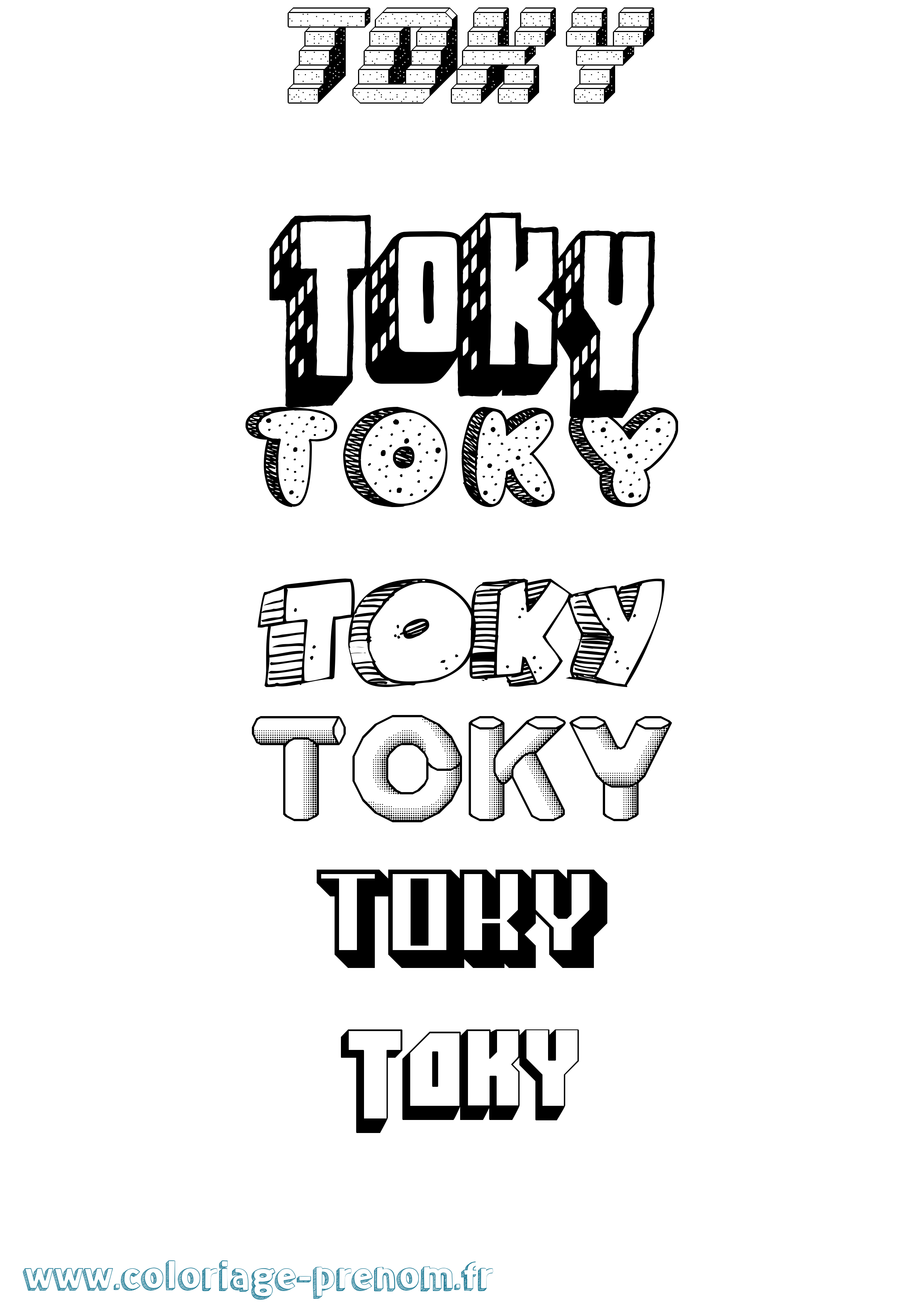 Coloriage Toky Effet 3D Coloriage prénom Toky Effet 3D