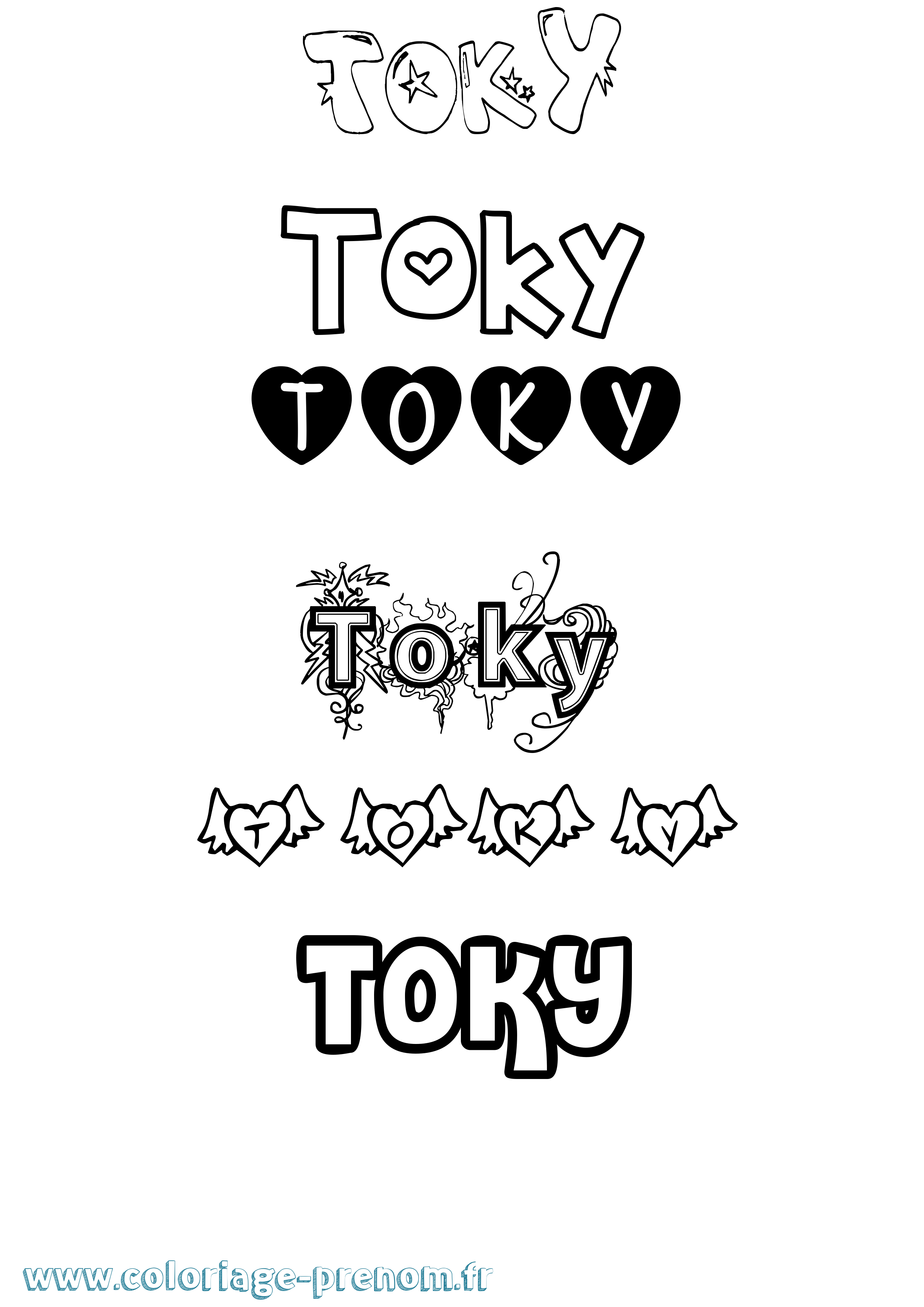 Coloriage Toky Girly Coloriage prénom Toky Girly