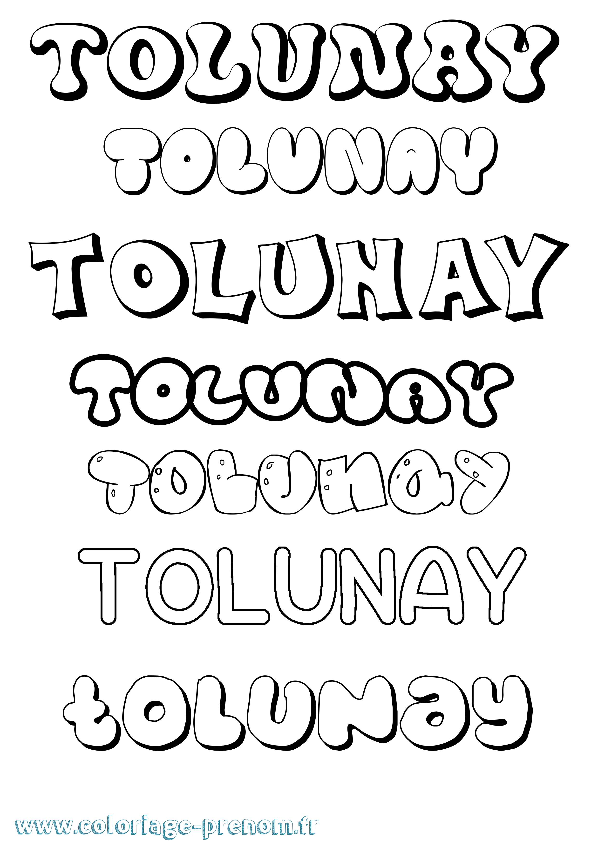 Coloriage Tolunay Bubble Coloriage prénom Tolunay Bubble