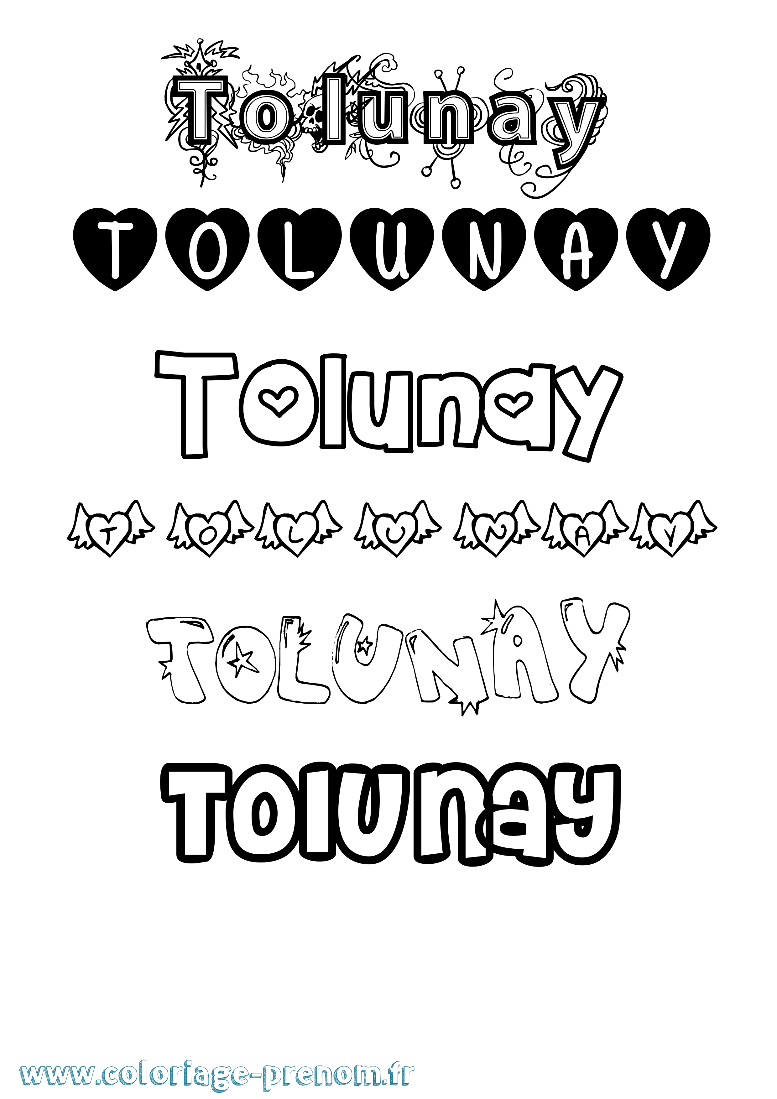 Coloriage Tolunay Girly Coloriage prénom Tolunay Girly