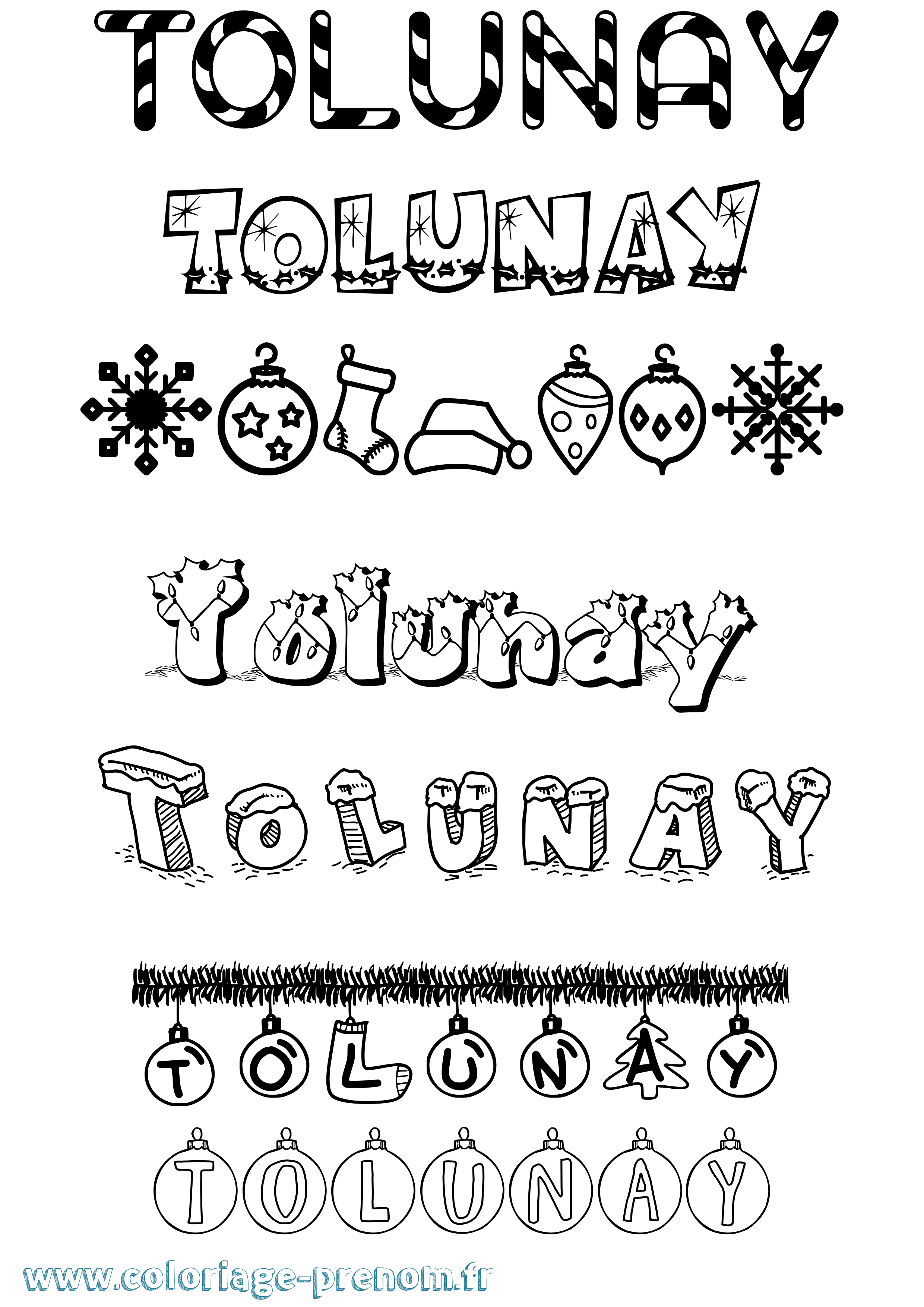 Coloriage Tolunay Noël Coloriage prénom Tolunay Noël