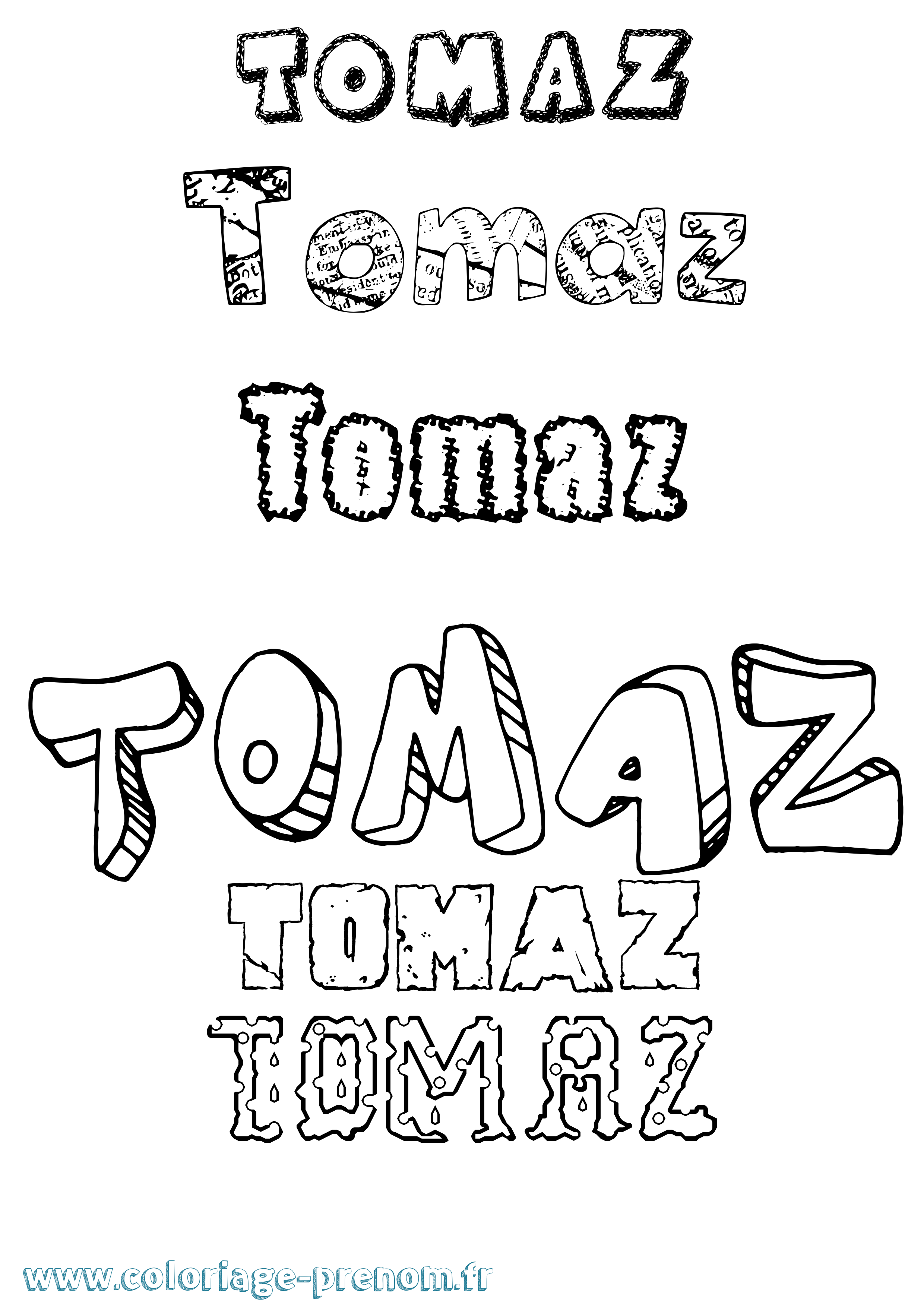Coloriage Tomaz Destructuré Coloriage prénom Tomaz Destructuré