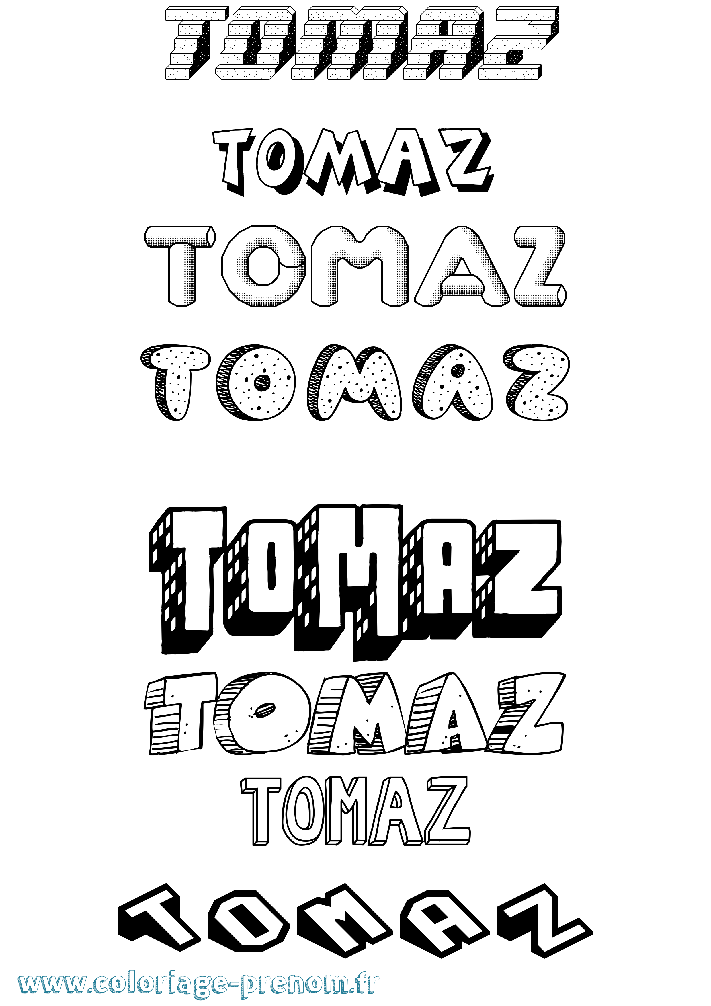 Coloriage Tomaz Effet 3D Coloriage prénom Tomaz Effet 3D