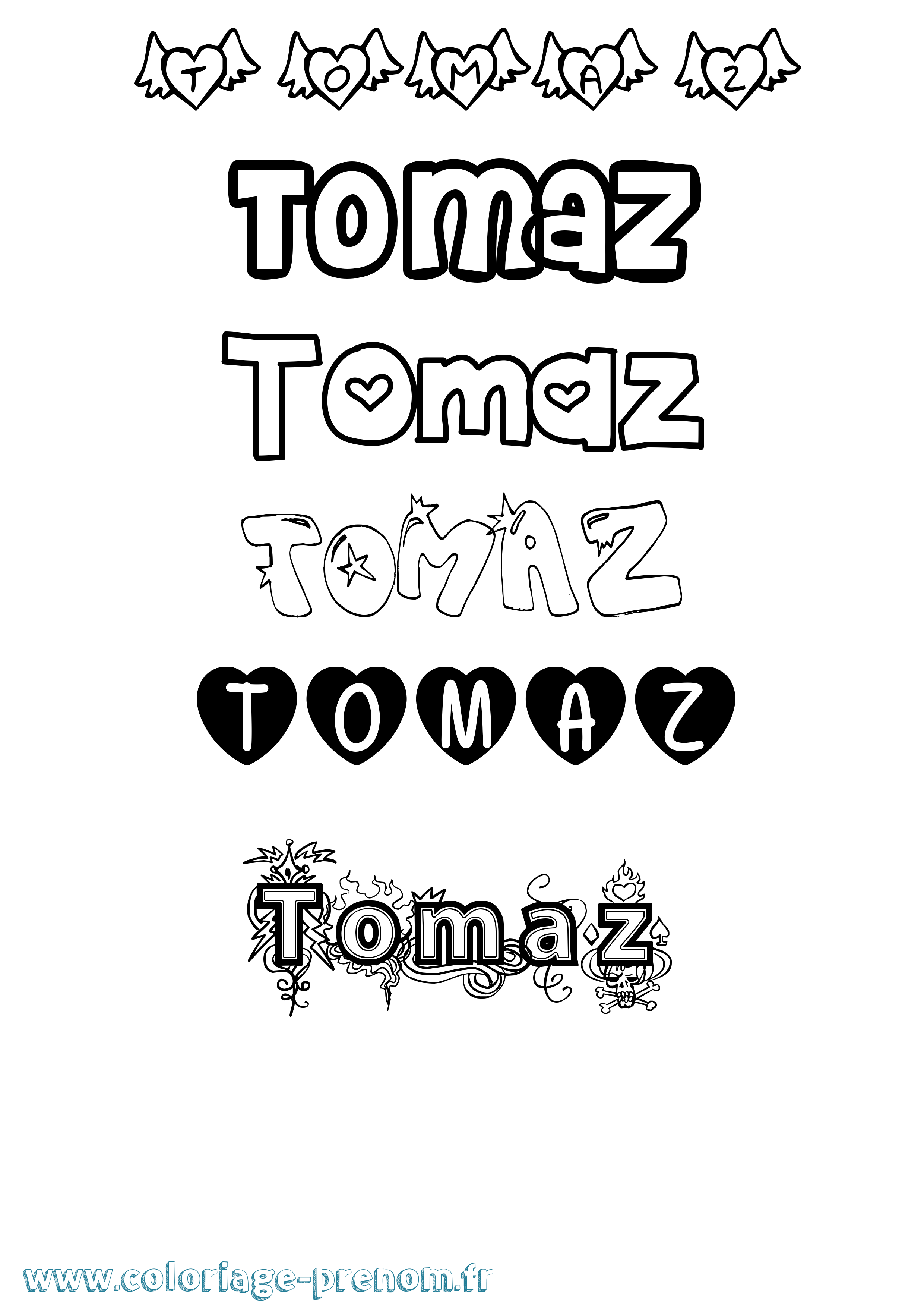 Coloriage Tomaz Girly Coloriage prénom Tomaz Girly
