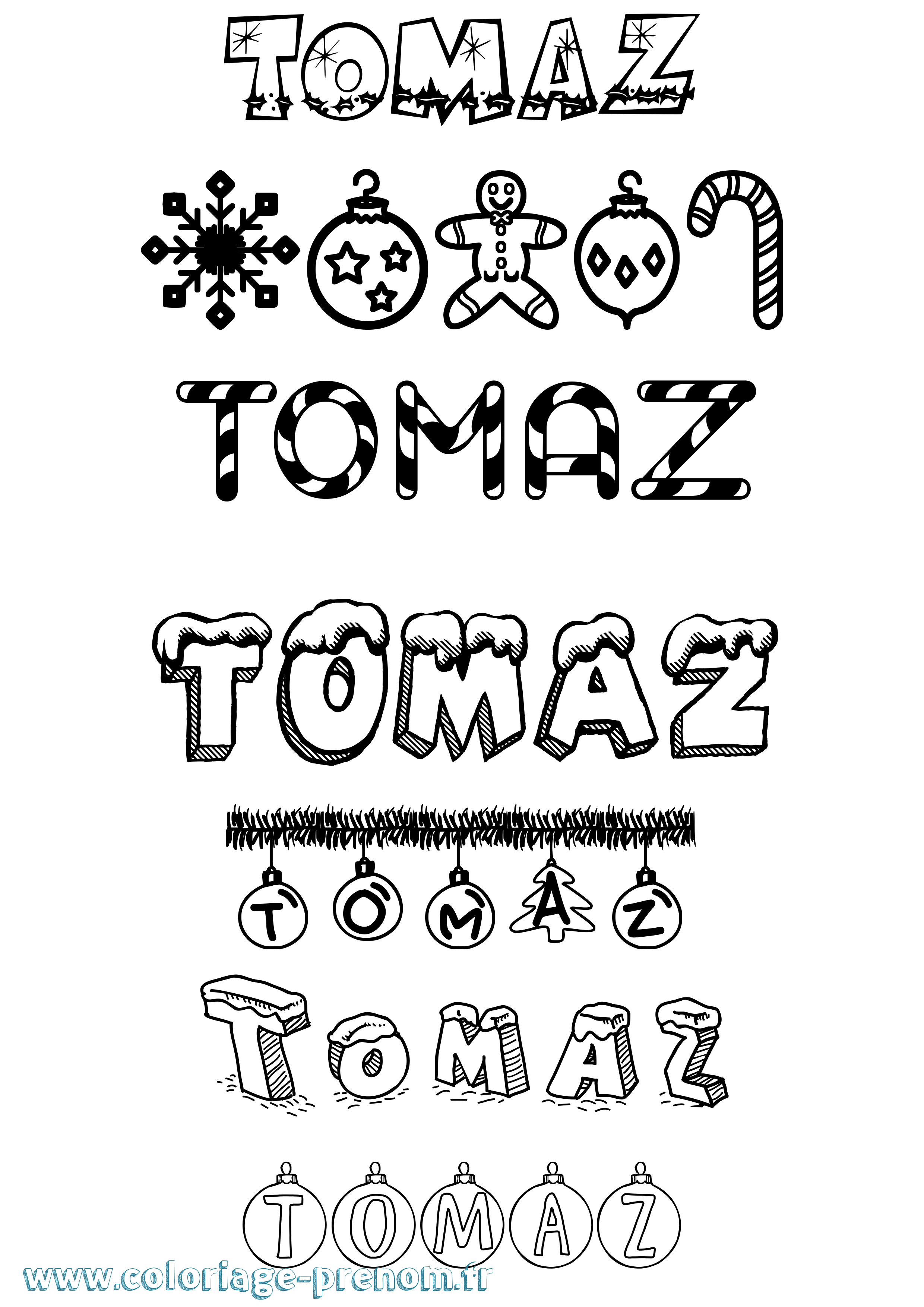 Coloriage Tomaz Noël Coloriage prénom Tomaz Noël