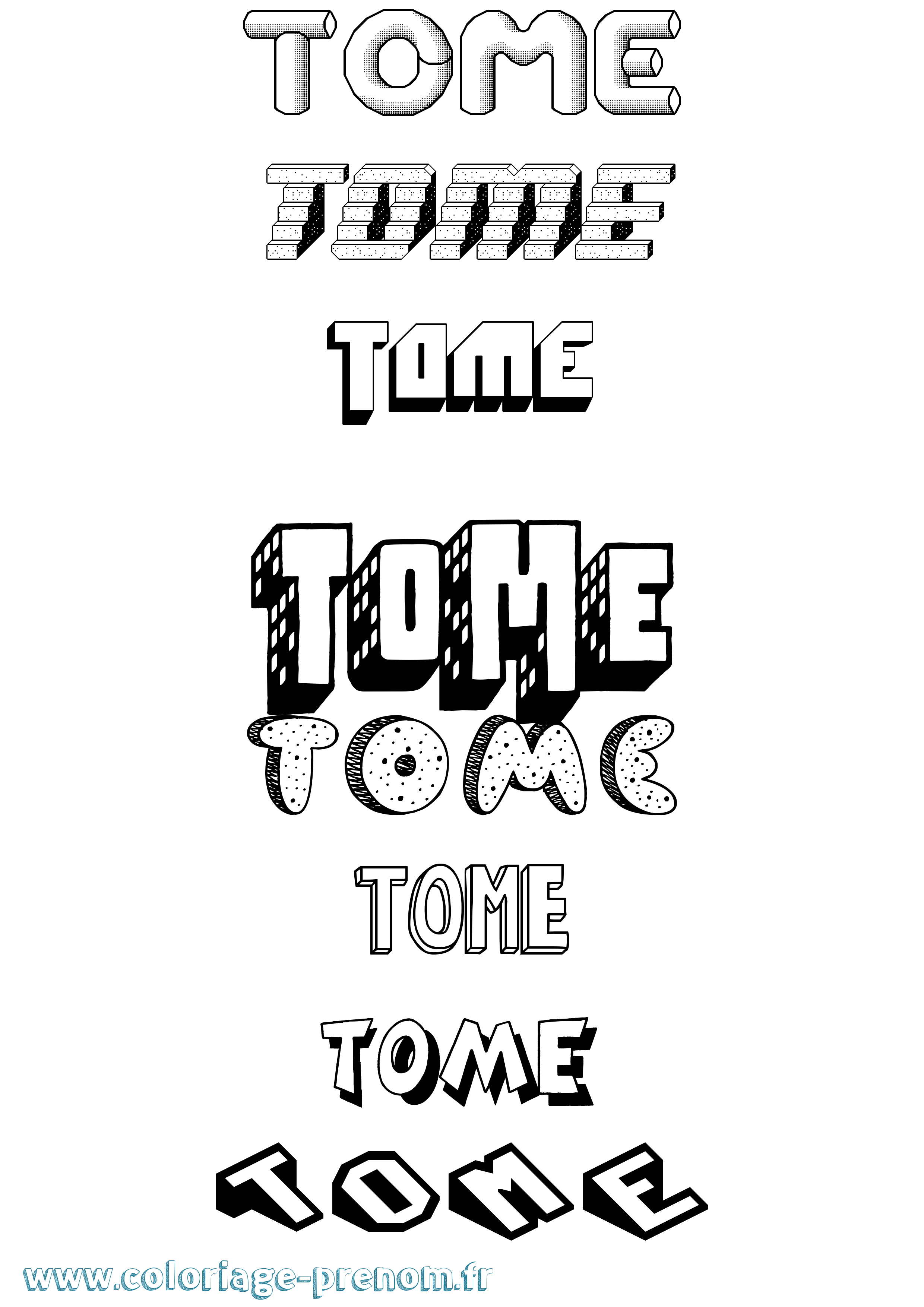 Coloriage Tome Effet 3D Coloriage prénom Tome Effet 3D