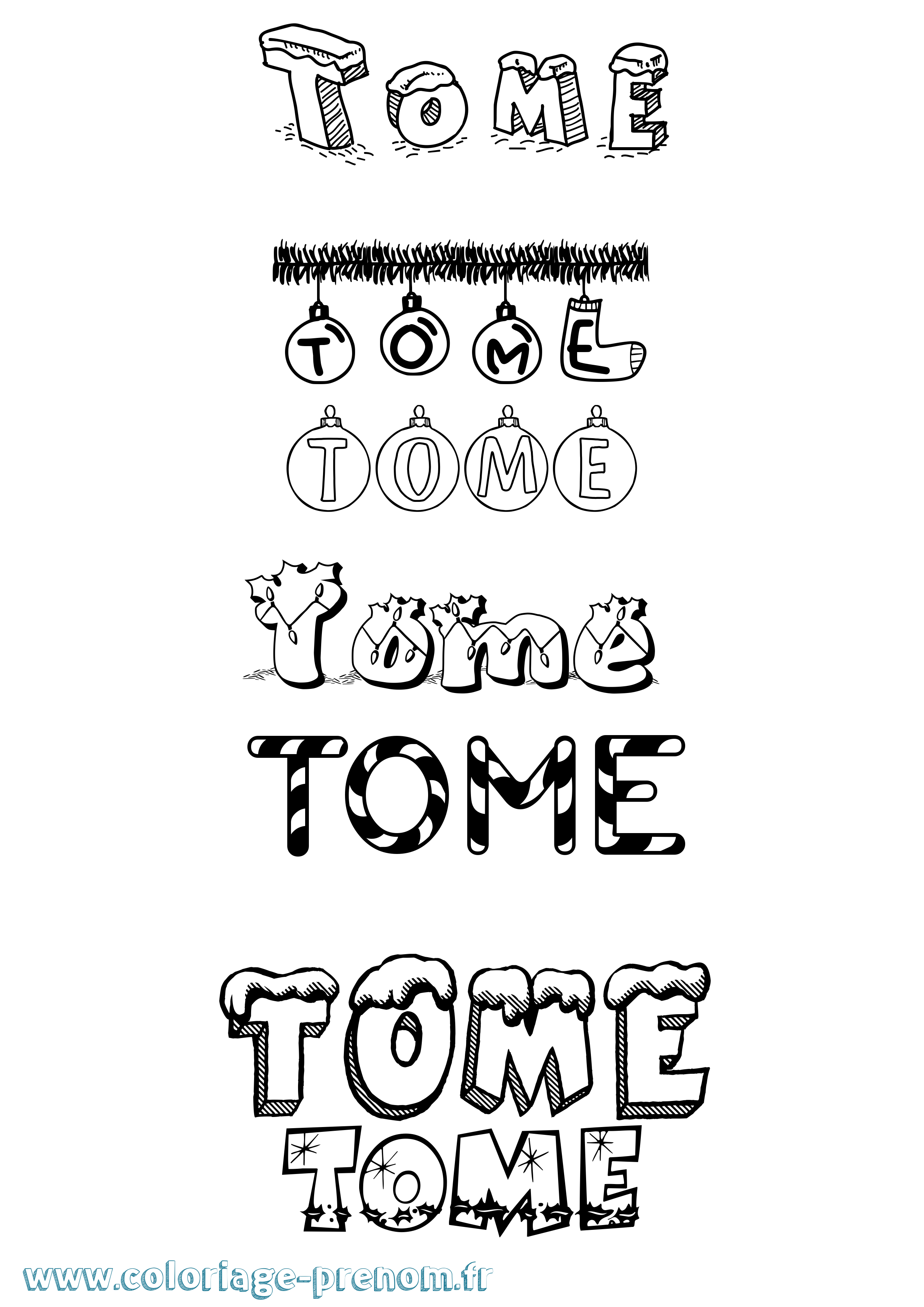 Coloriage Tome Noël Coloriage prénom Tome Noël