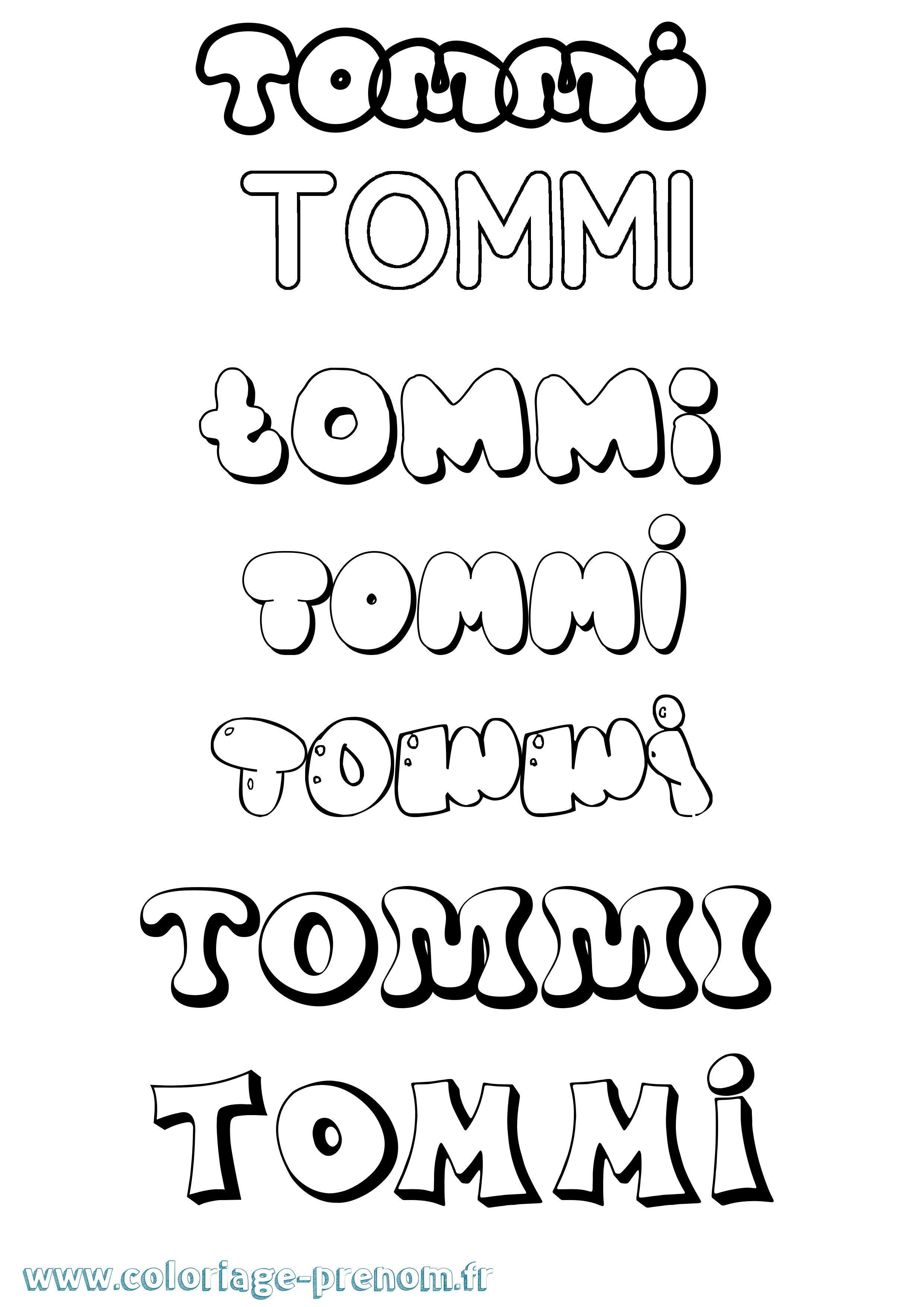 Coloriage Tommi Bubble Coloriage prénom Tommi Bubble