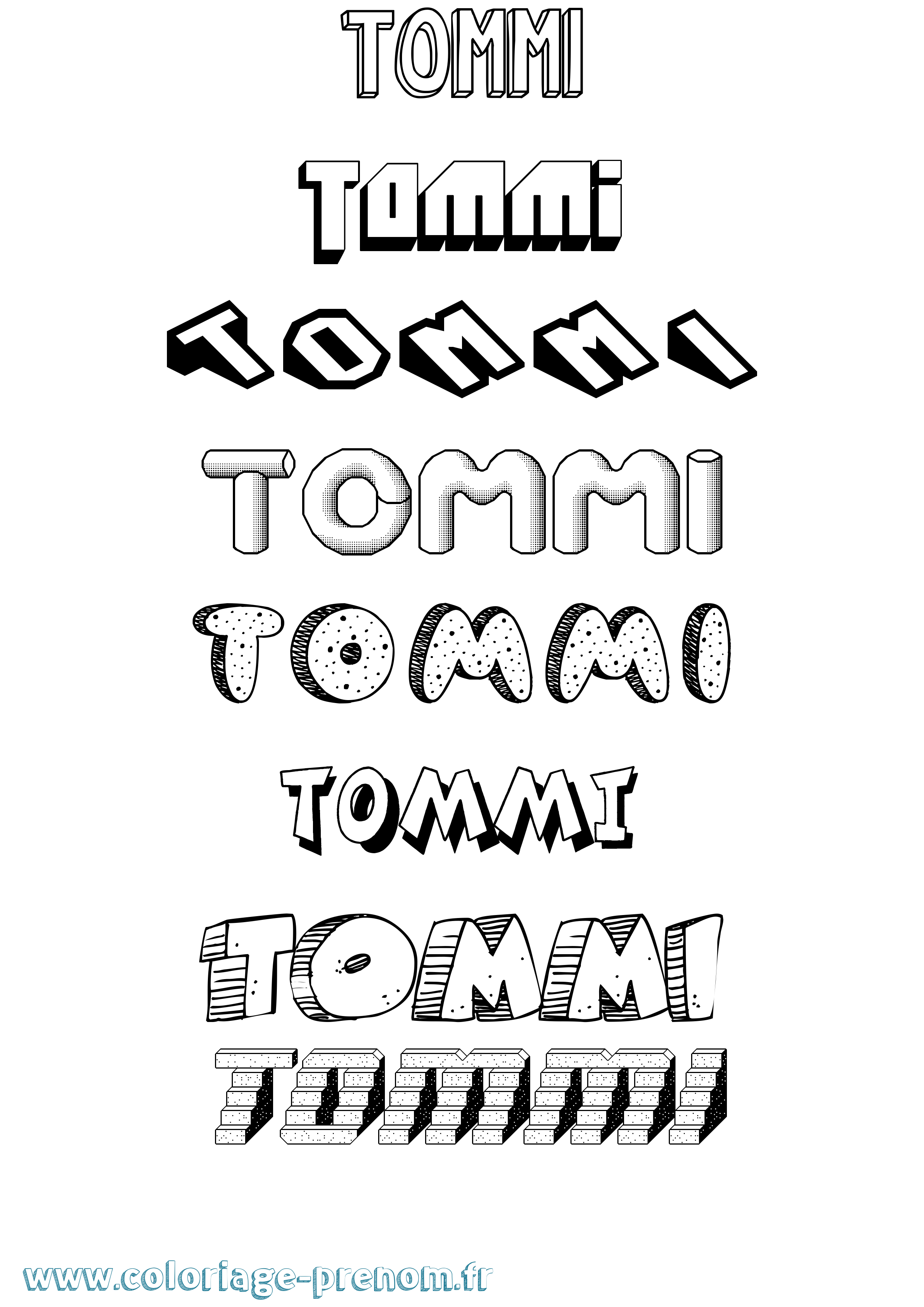 Coloriage Tommi Effet 3D Coloriage prénom Tommi Effet 3D