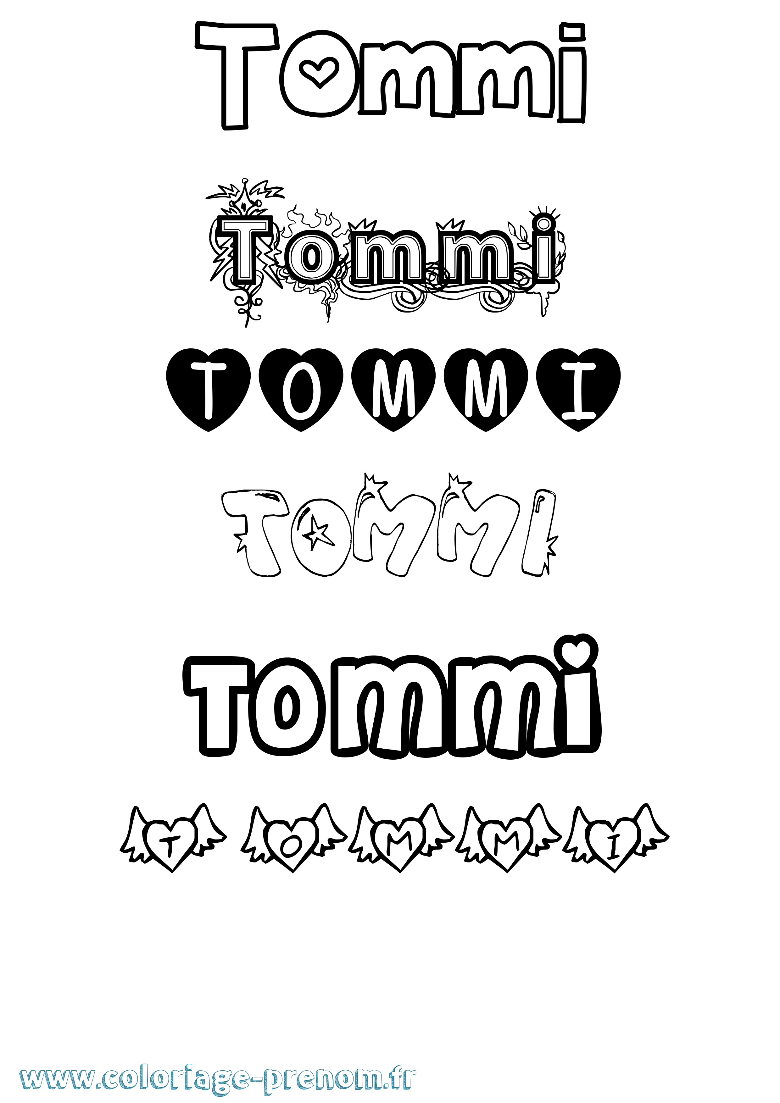 Coloriage Tommi Girly Coloriage prénom Tommi Girly