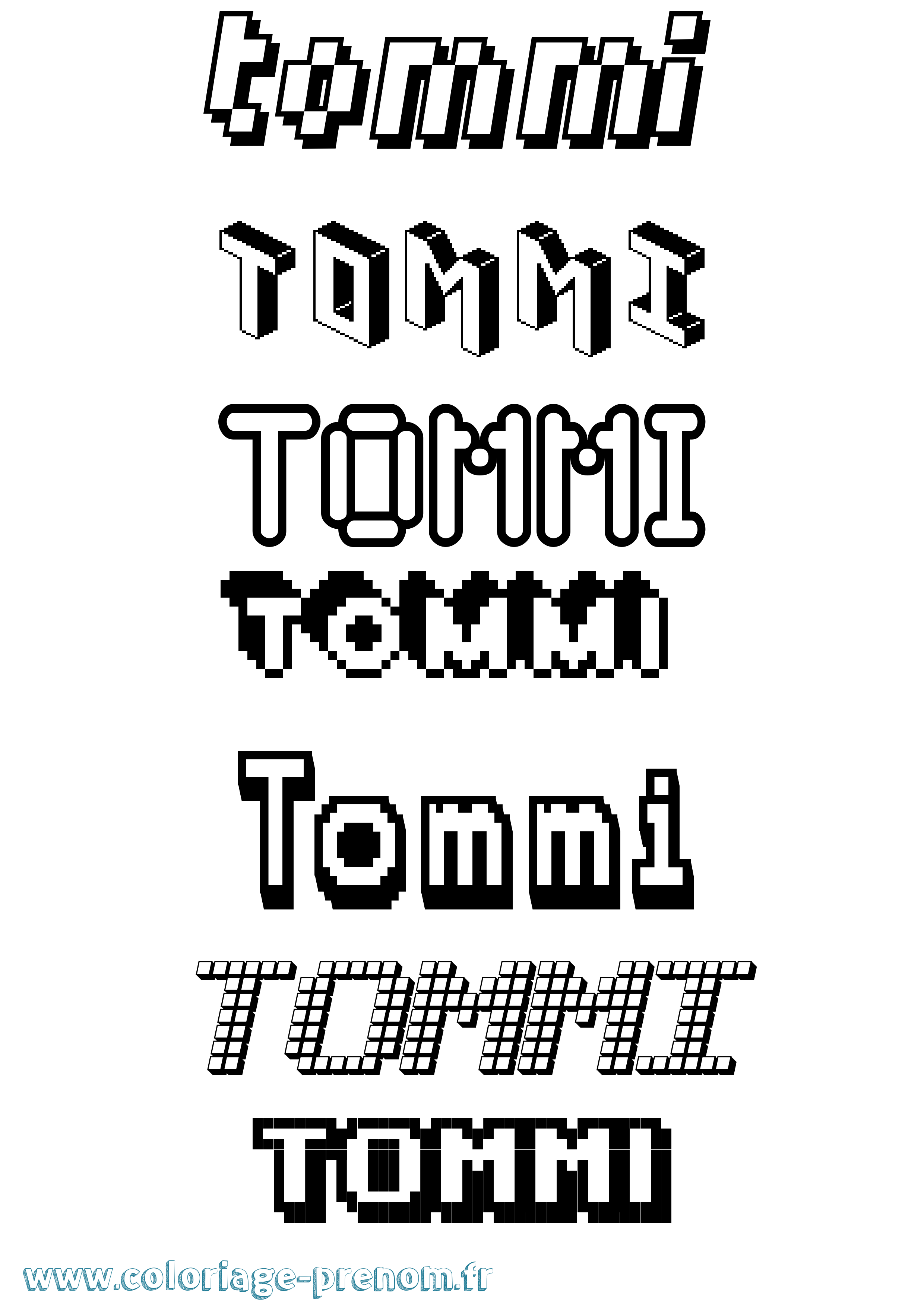 Coloriage Tommi Pixel Coloriage prénom Tommi Pixel