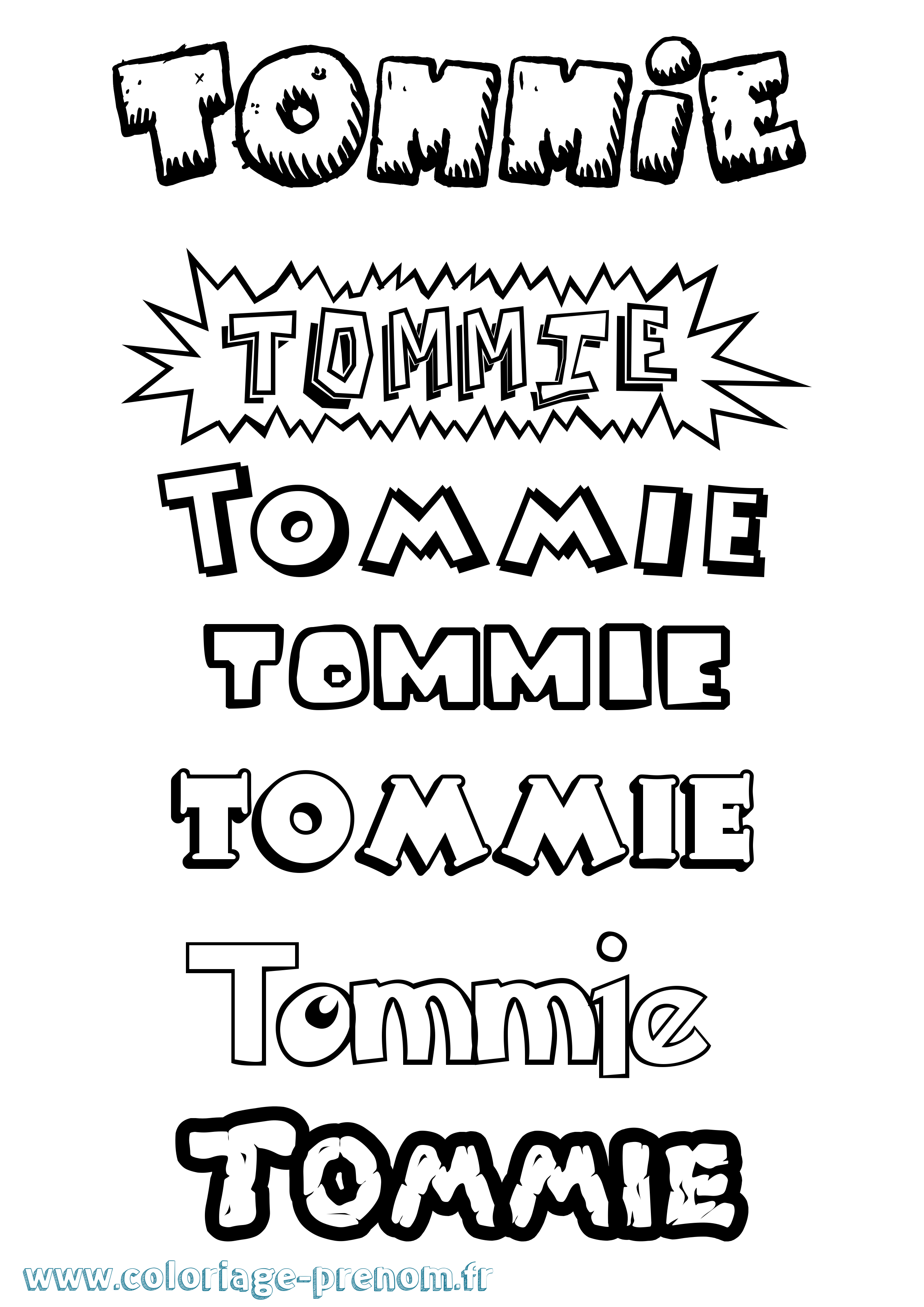 Coloriage Tommie Dessin Animé Coloriage prénom Tommie Dessin Animé