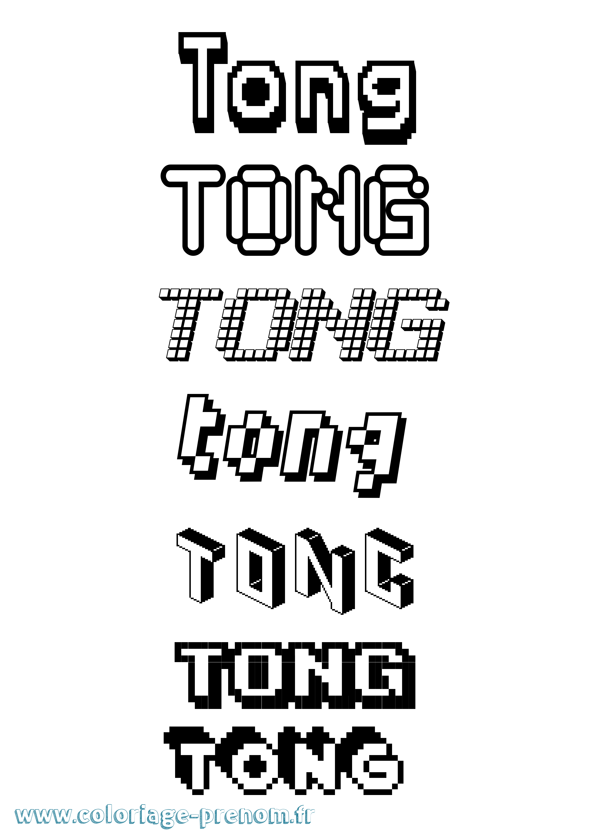 Coloriage Tong Pixel Coloriage prénom Tong Pixel