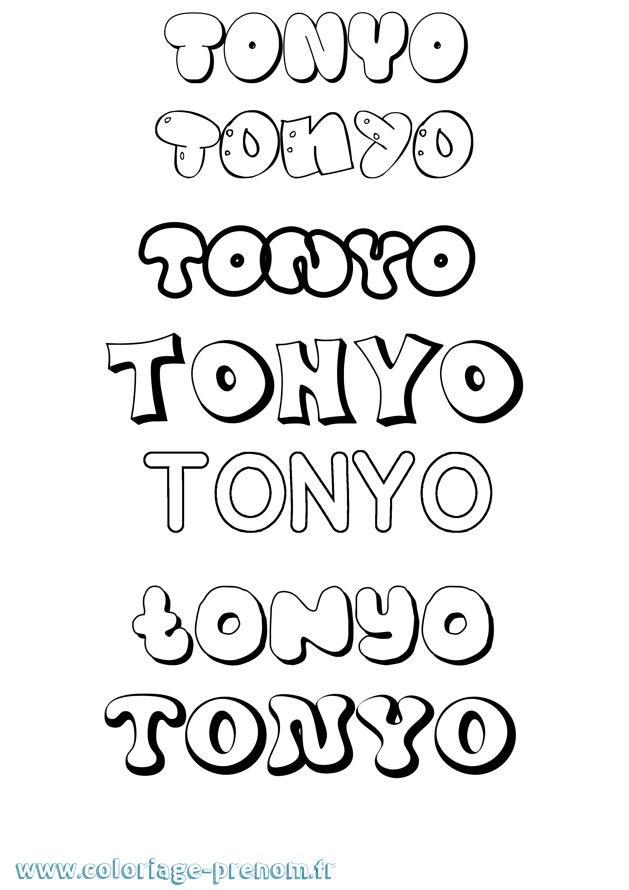 Coloriage Tonyo Bubble Coloriage prénom Tonyo Bubble
