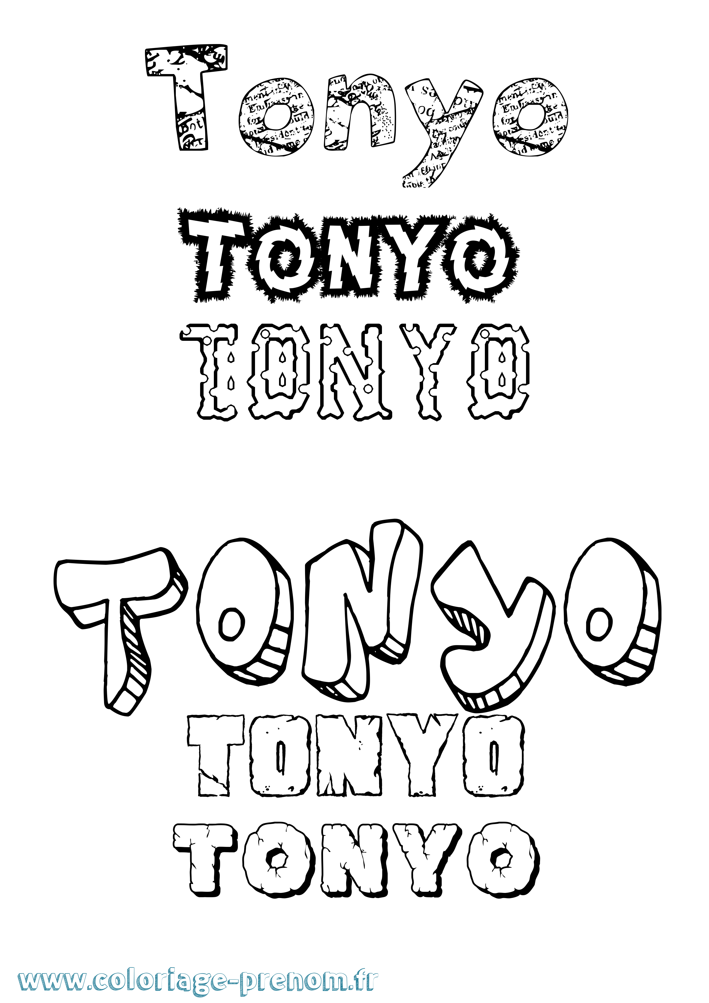 Coloriage Tonyo Destructuré Coloriage prénom Tonyo Destructuré