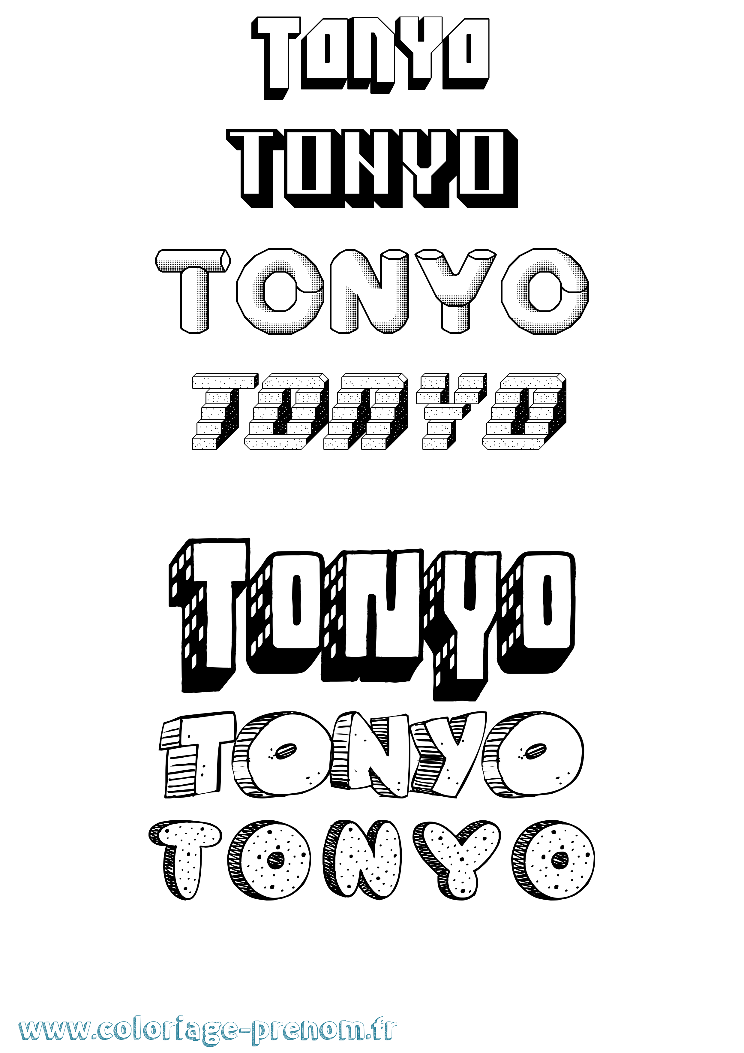 Coloriage Tonyo Effet 3D Coloriage prénom Tonyo Effet 3D