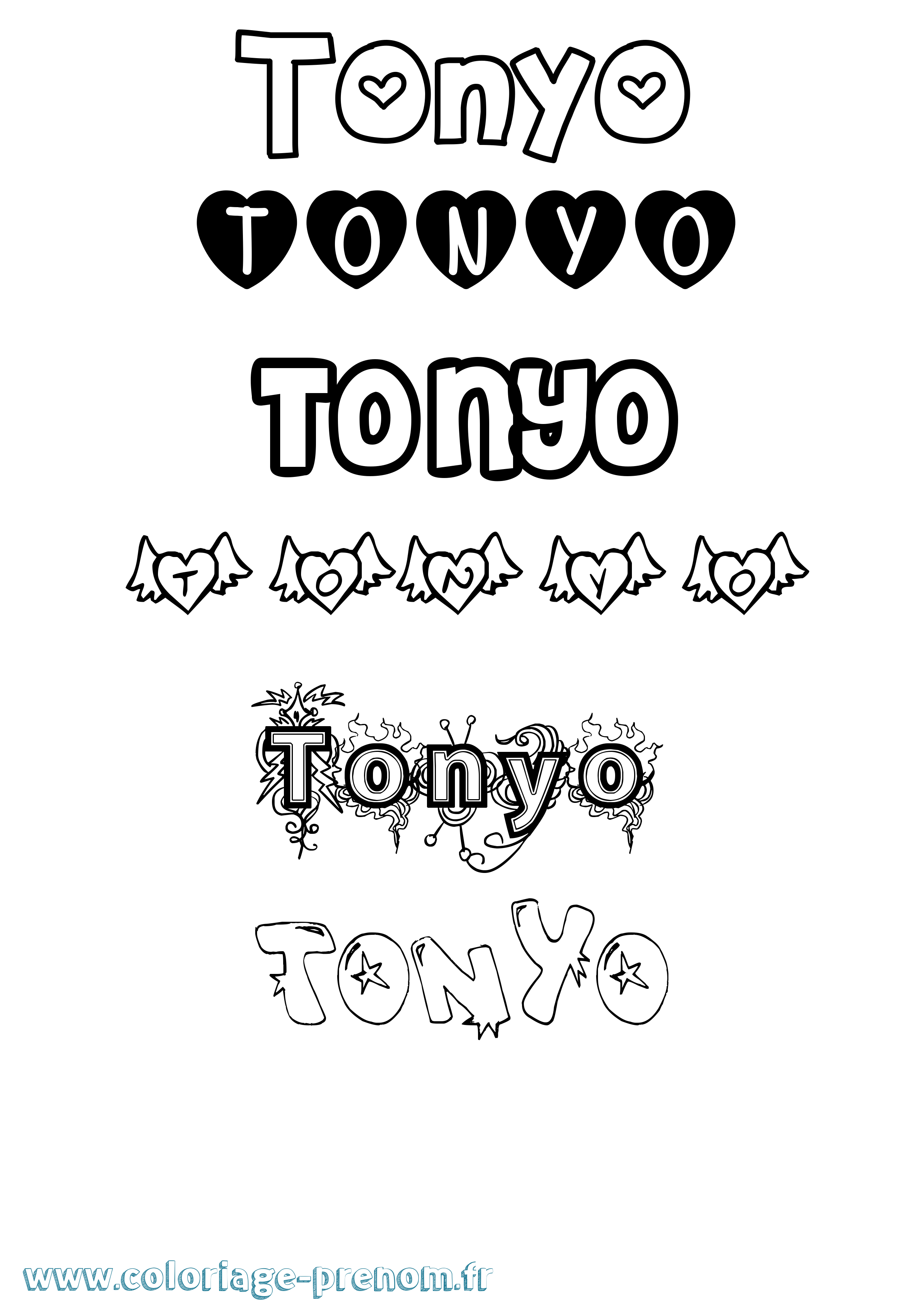 Coloriage Tonyo Girly Coloriage prénom Tonyo Girly