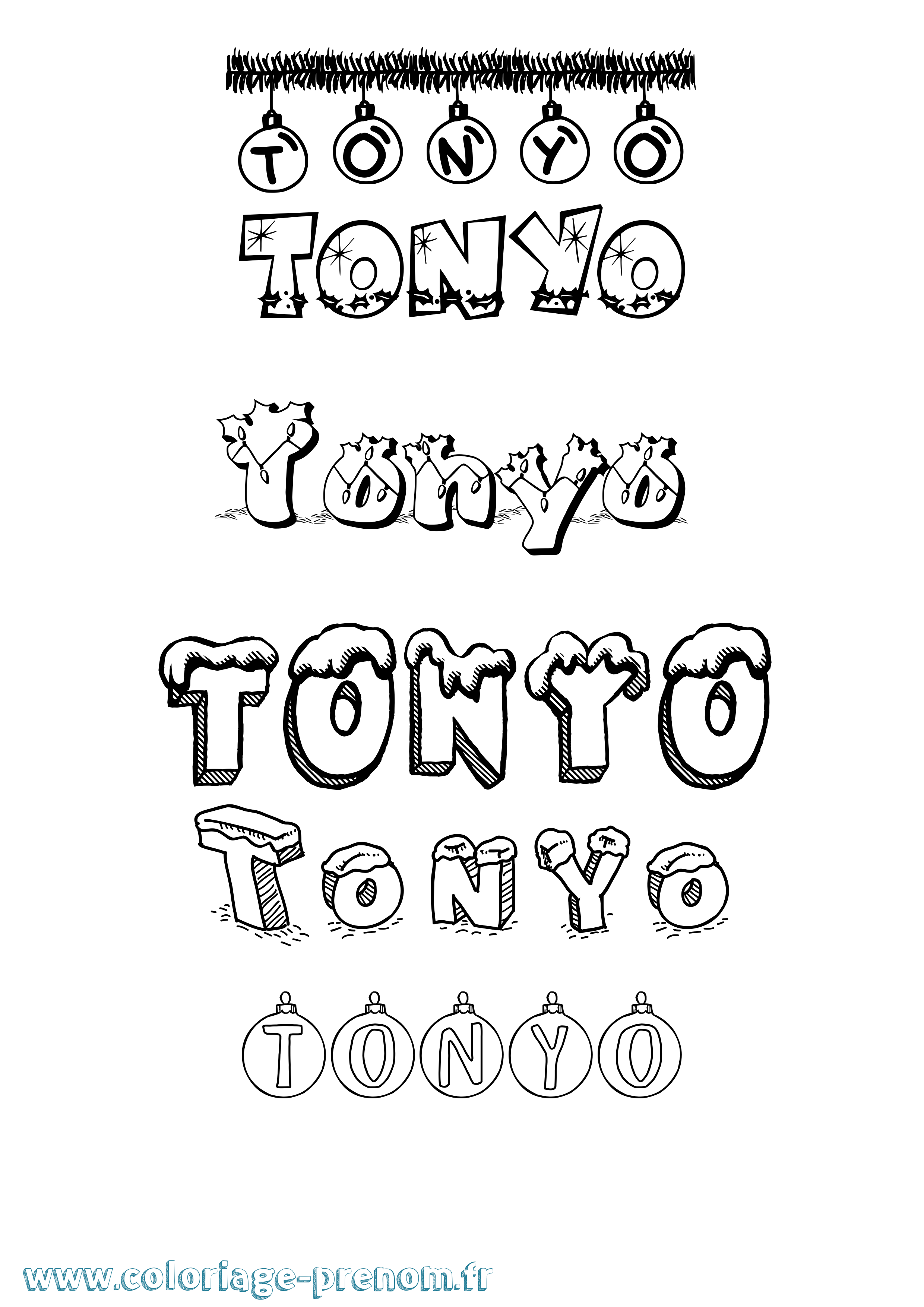 Coloriage Tonyo Noël Coloriage prénom Tonyo Noël