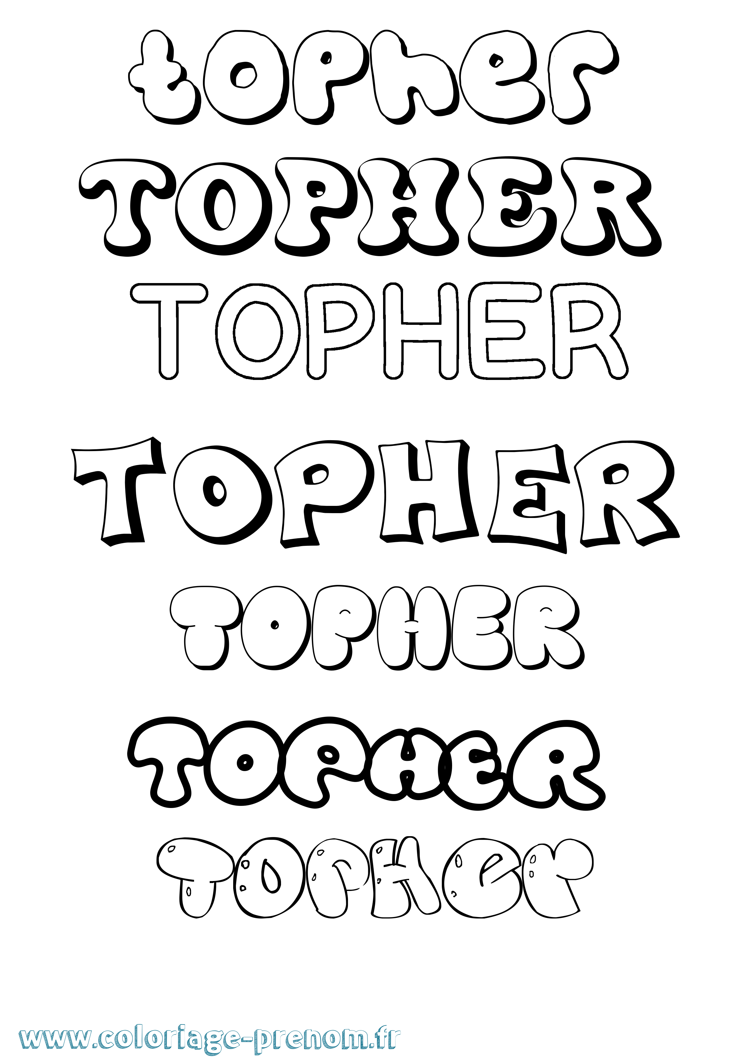 Coloriage Topher Bubble Coloriage prénom Topher Bubble