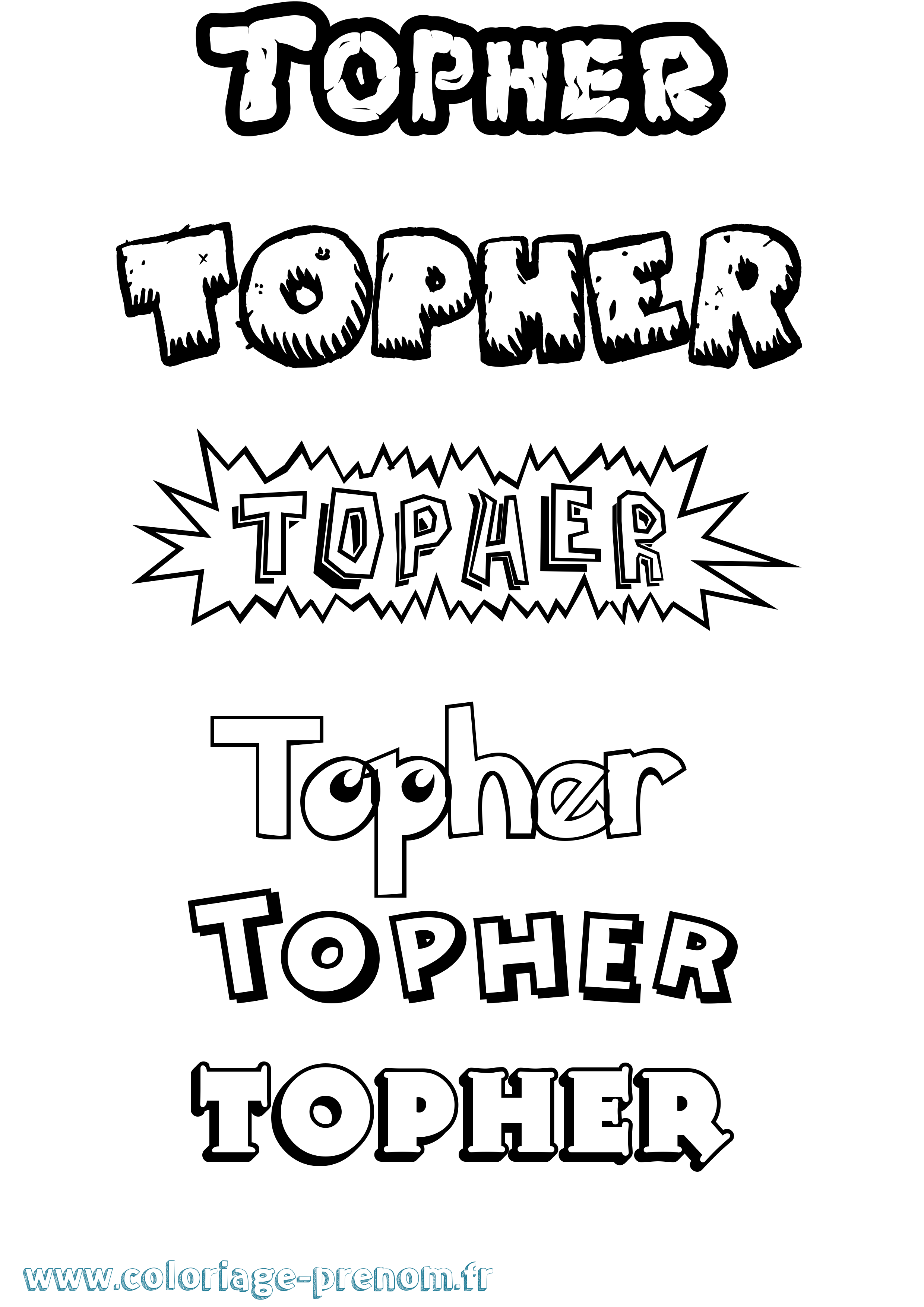 Coloriage Topher Dessin Animé Coloriage prénom Topher Dessin Animé