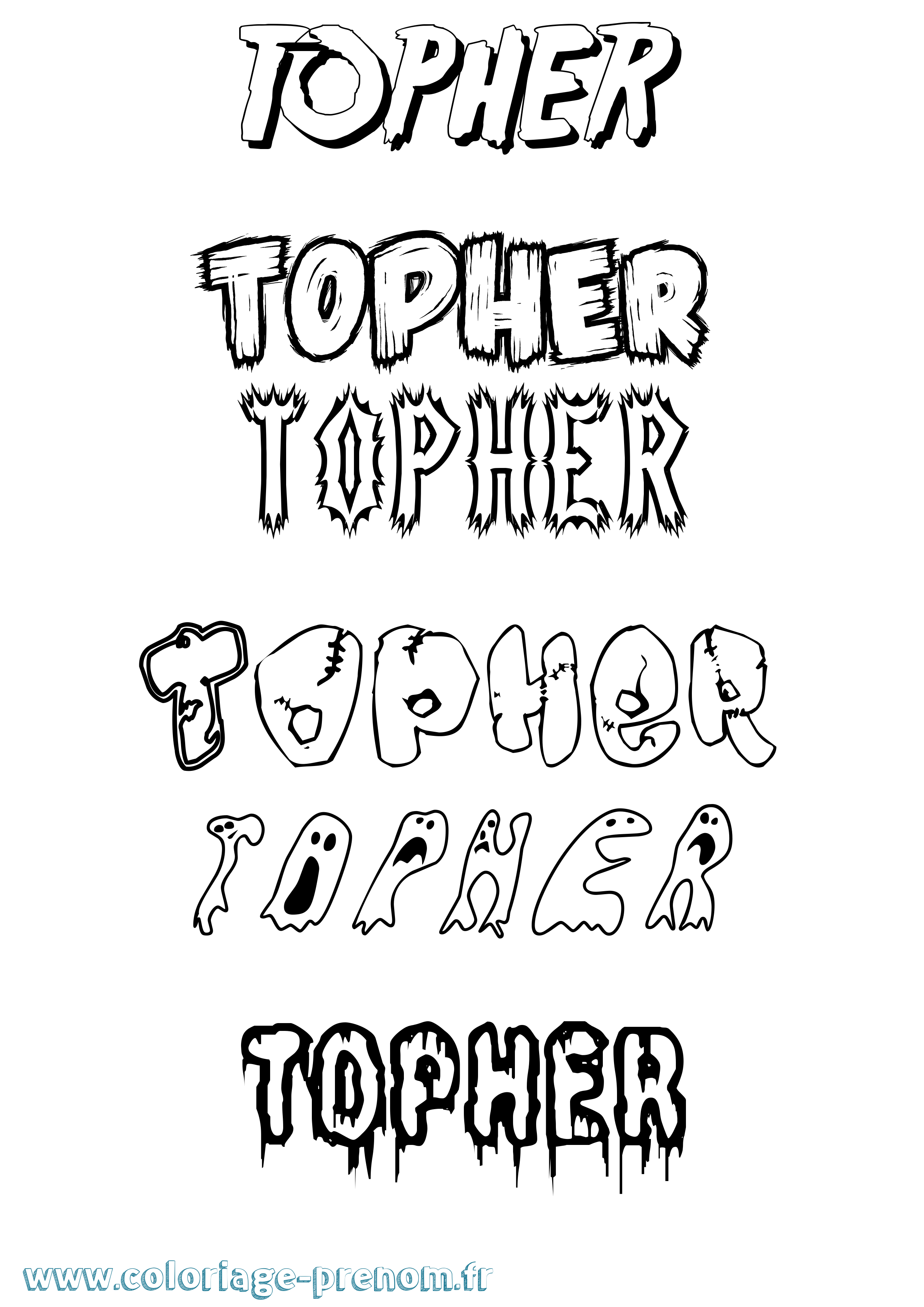 Coloriage Topher Frisson Coloriage prénom Topher Frisson
