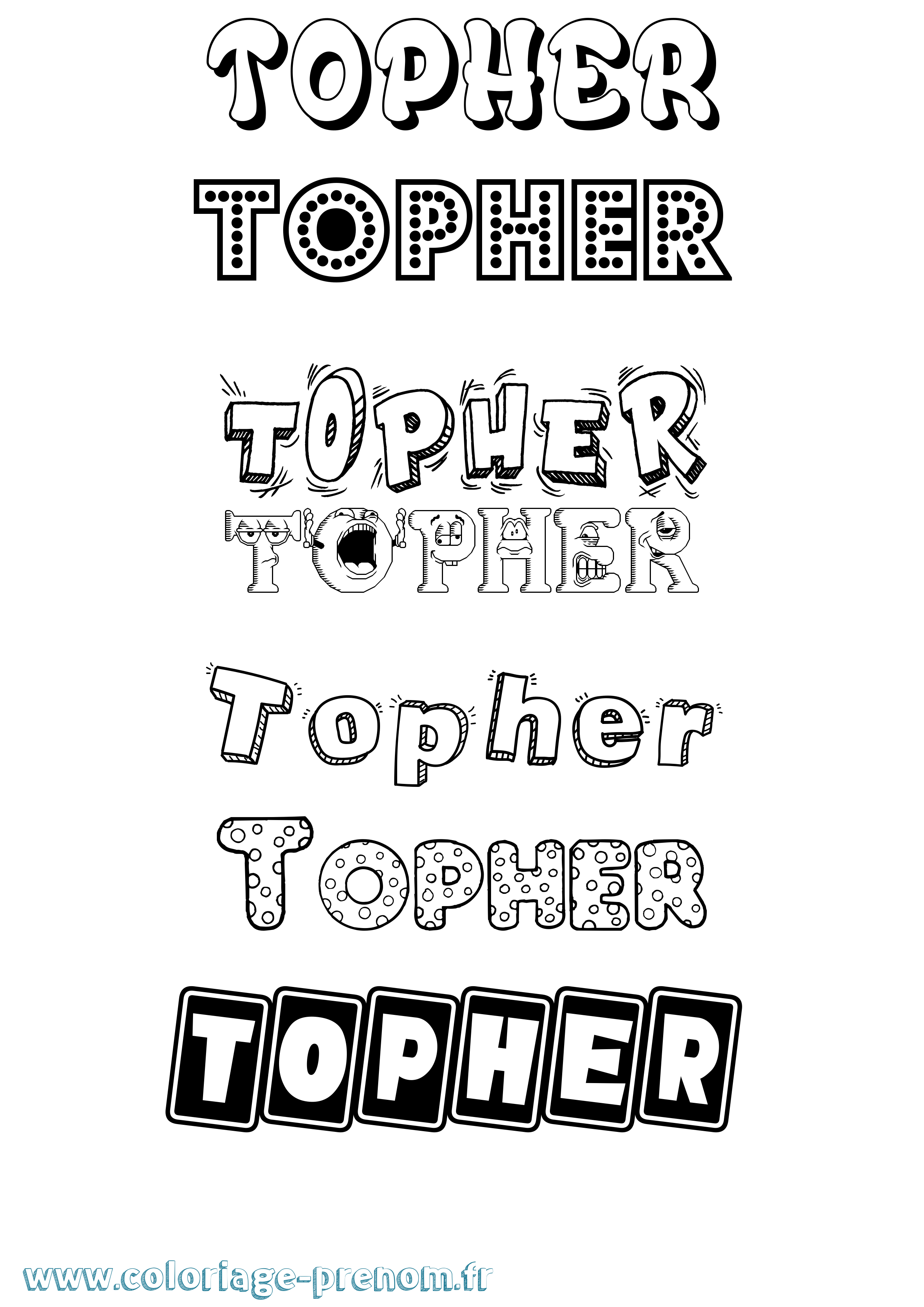 Coloriage Topher Fun Coloriage prénom Topher Fun