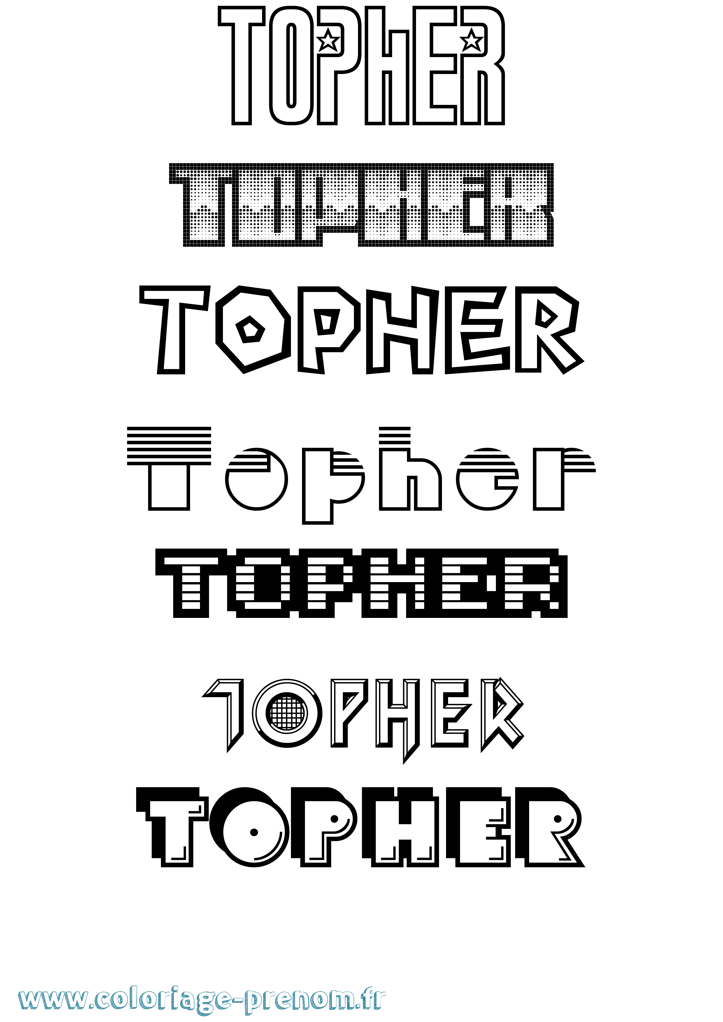 Coloriage Topher Jeux Vidéos Coloriage prénom Topher Jeux Vidéos