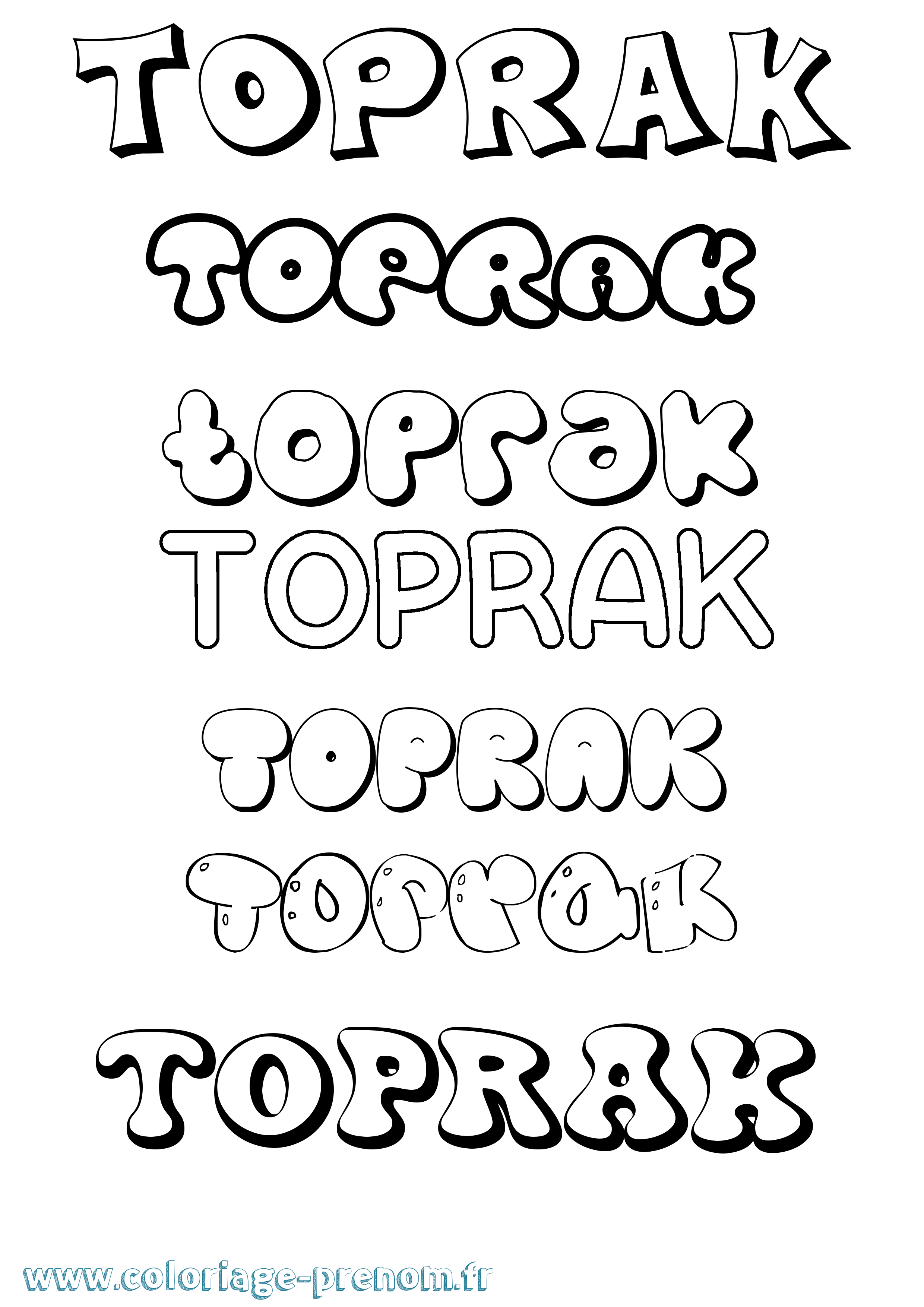 Coloriage Toprak Bubble Coloriage prénom Toprak Bubble