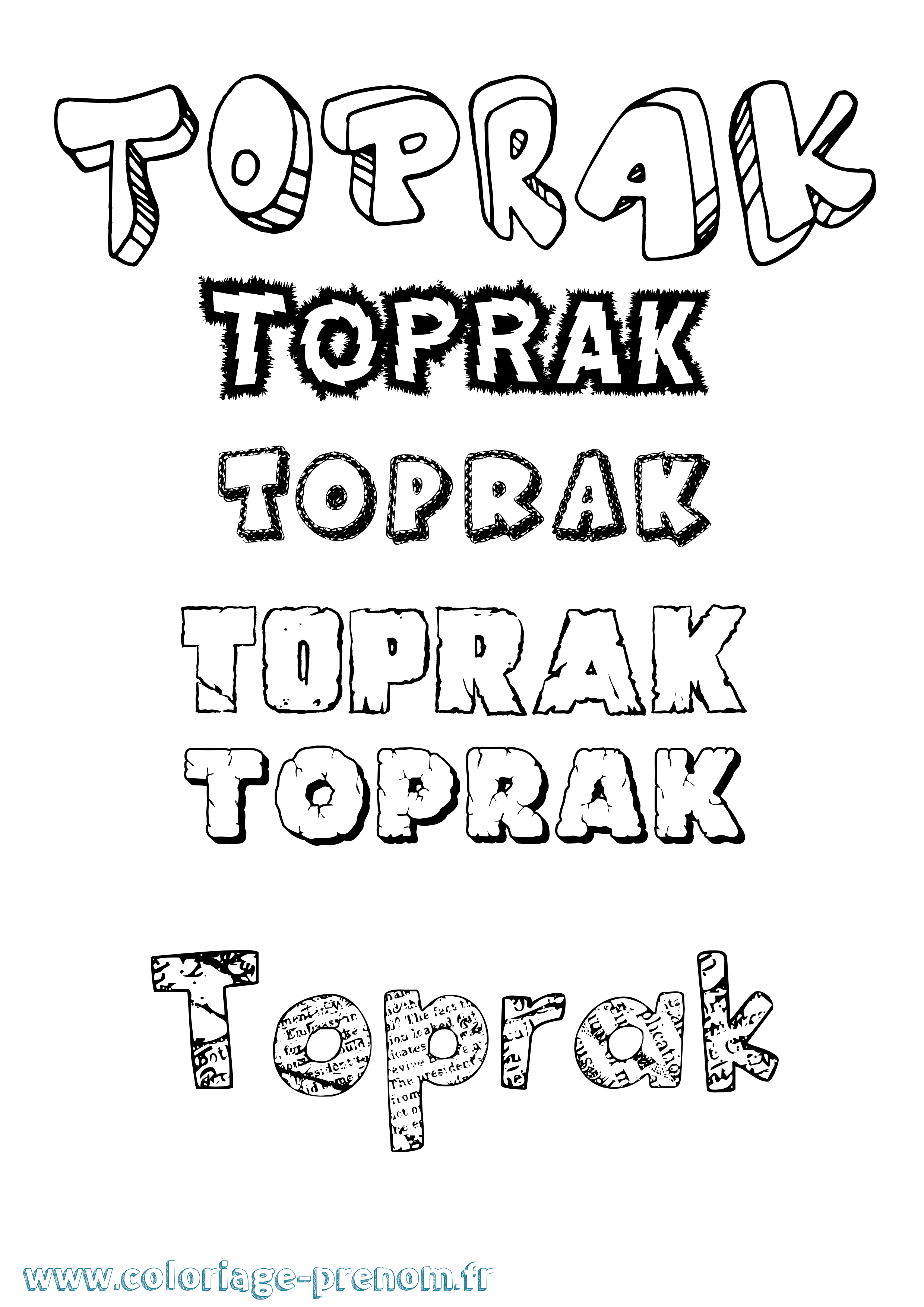 Coloriage Toprak Destructuré Coloriage prénom Toprak Destructuré