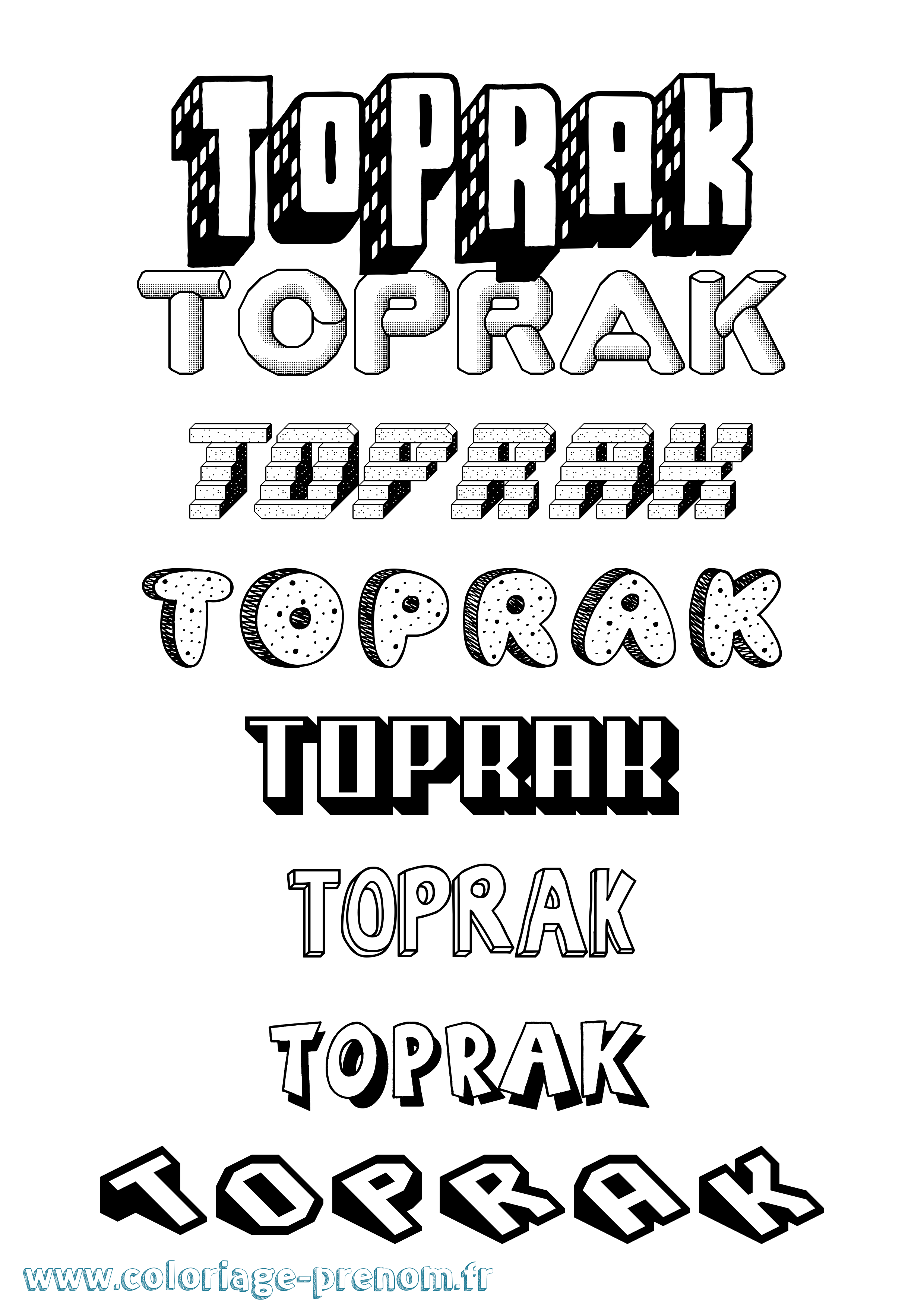Coloriage Toprak Effet 3D Coloriage prénom Toprak Effet 3D