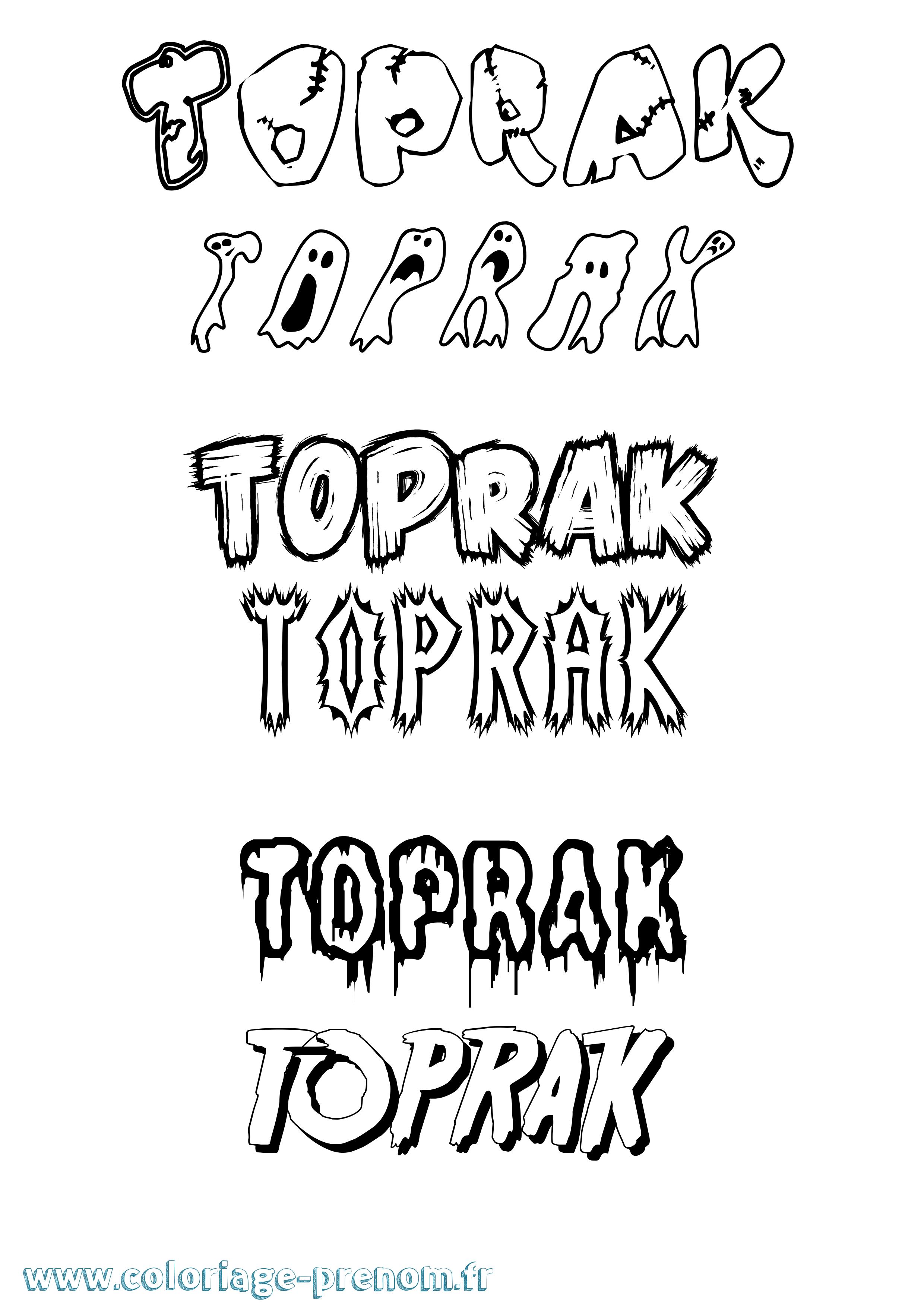 Coloriage Toprak Frisson Coloriage prénom Toprak Frisson