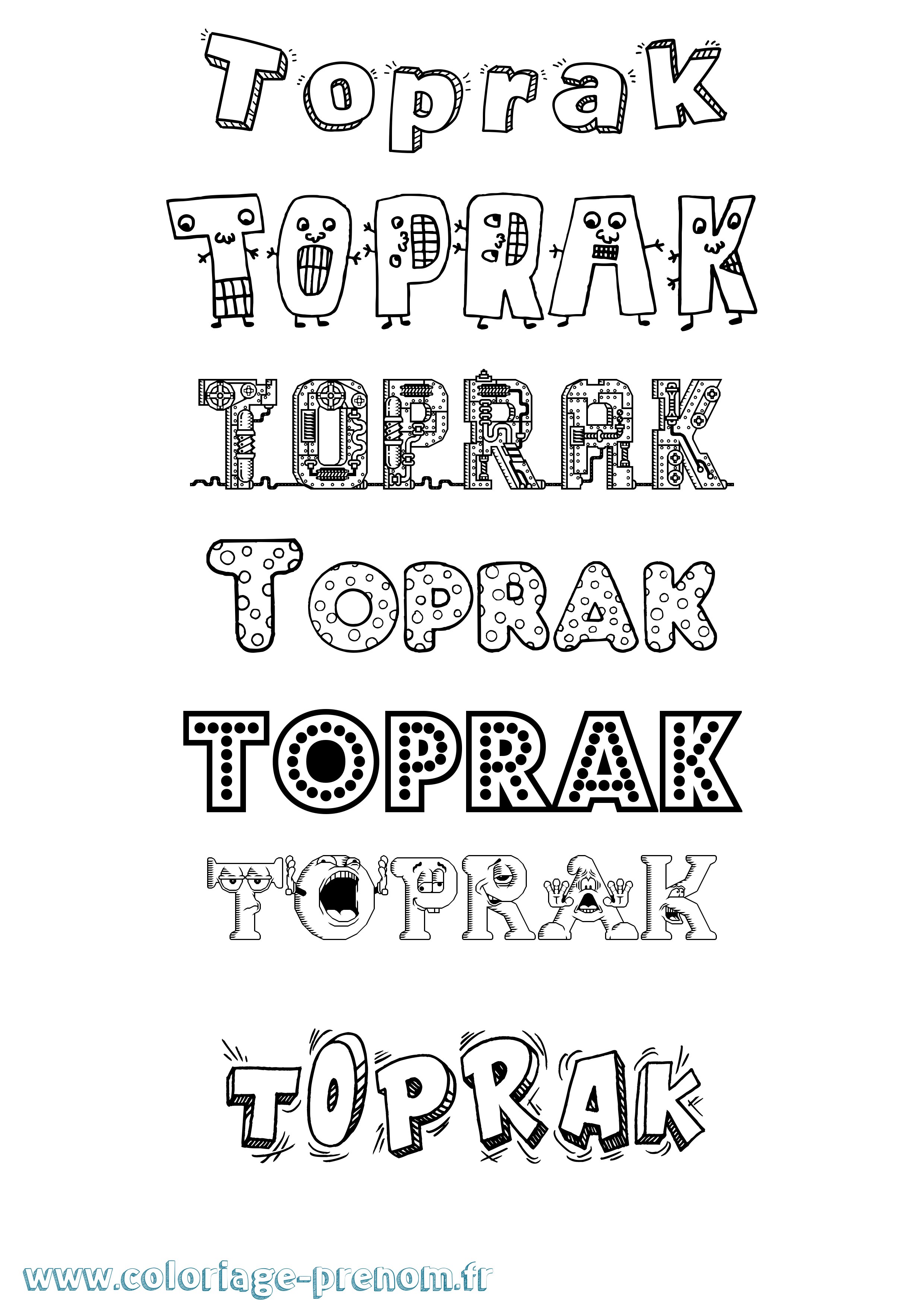 Coloriage Toprak Fun Coloriage prénom Toprak Fun
