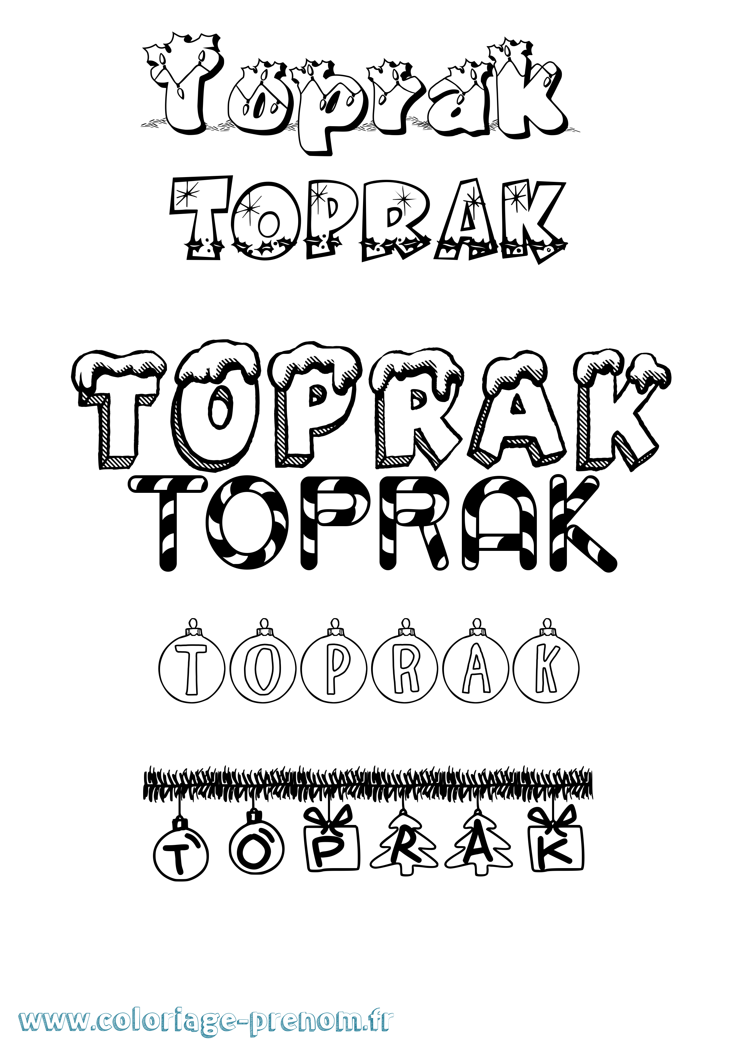 Coloriage Toprak Noël Coloriage prénom Toprak Noël
