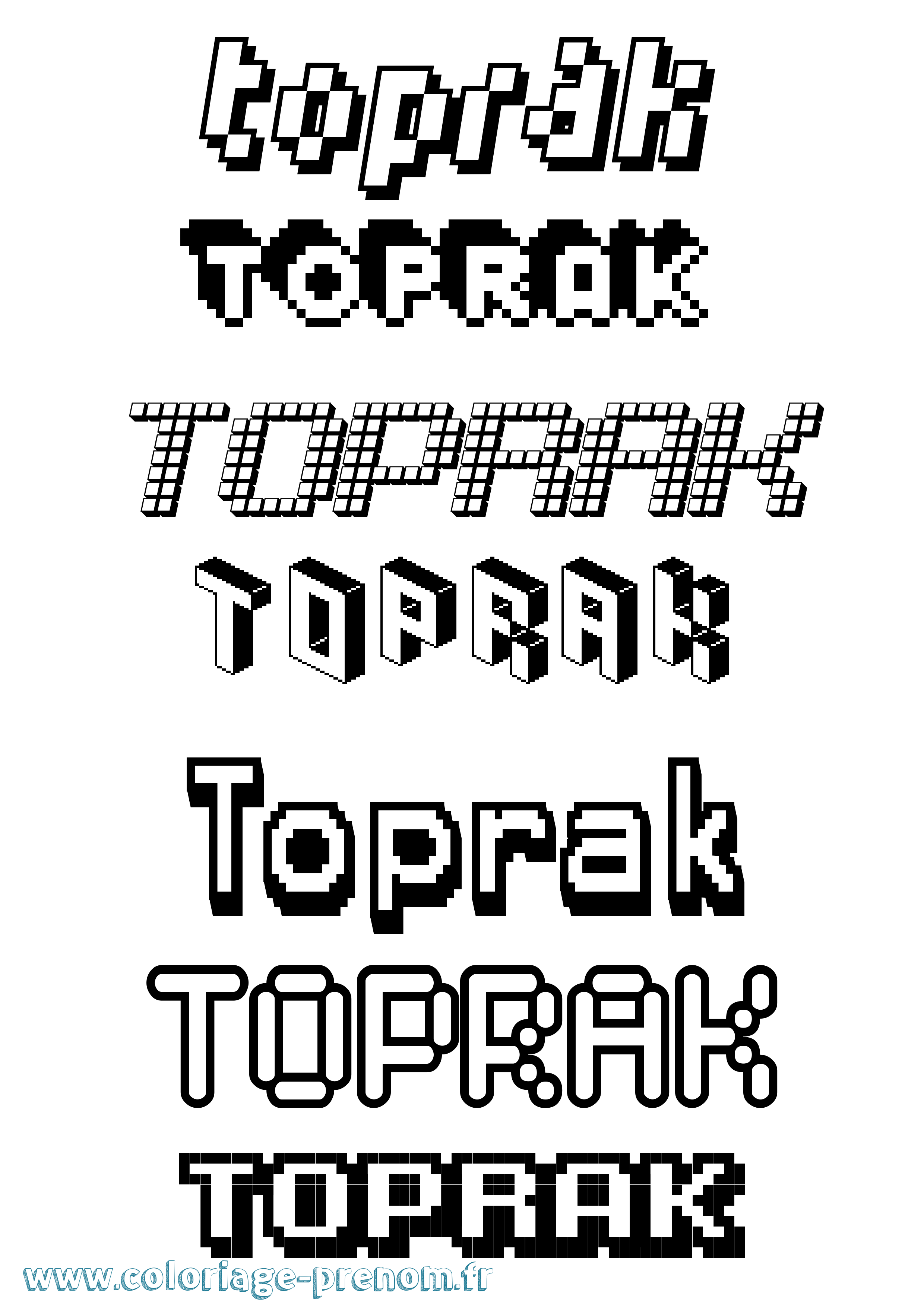 Coloriage Toprak Pixel Coloriage prénom Toprak Pixel