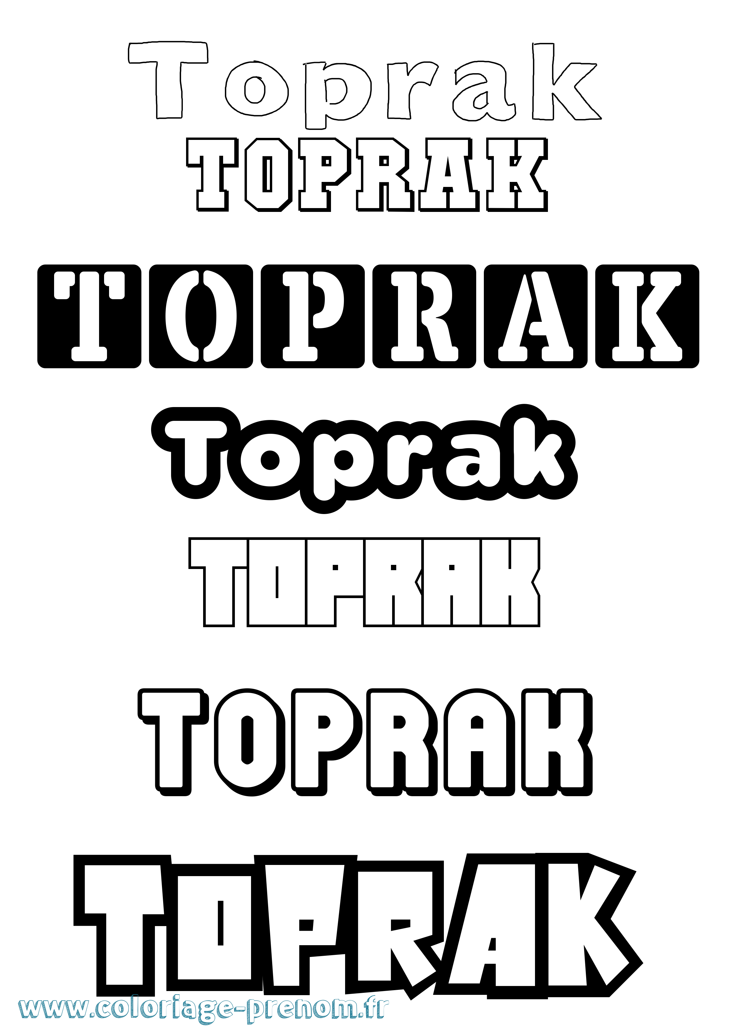 Coloriage Toprak Simple Coloriage prénom Toprak Simple