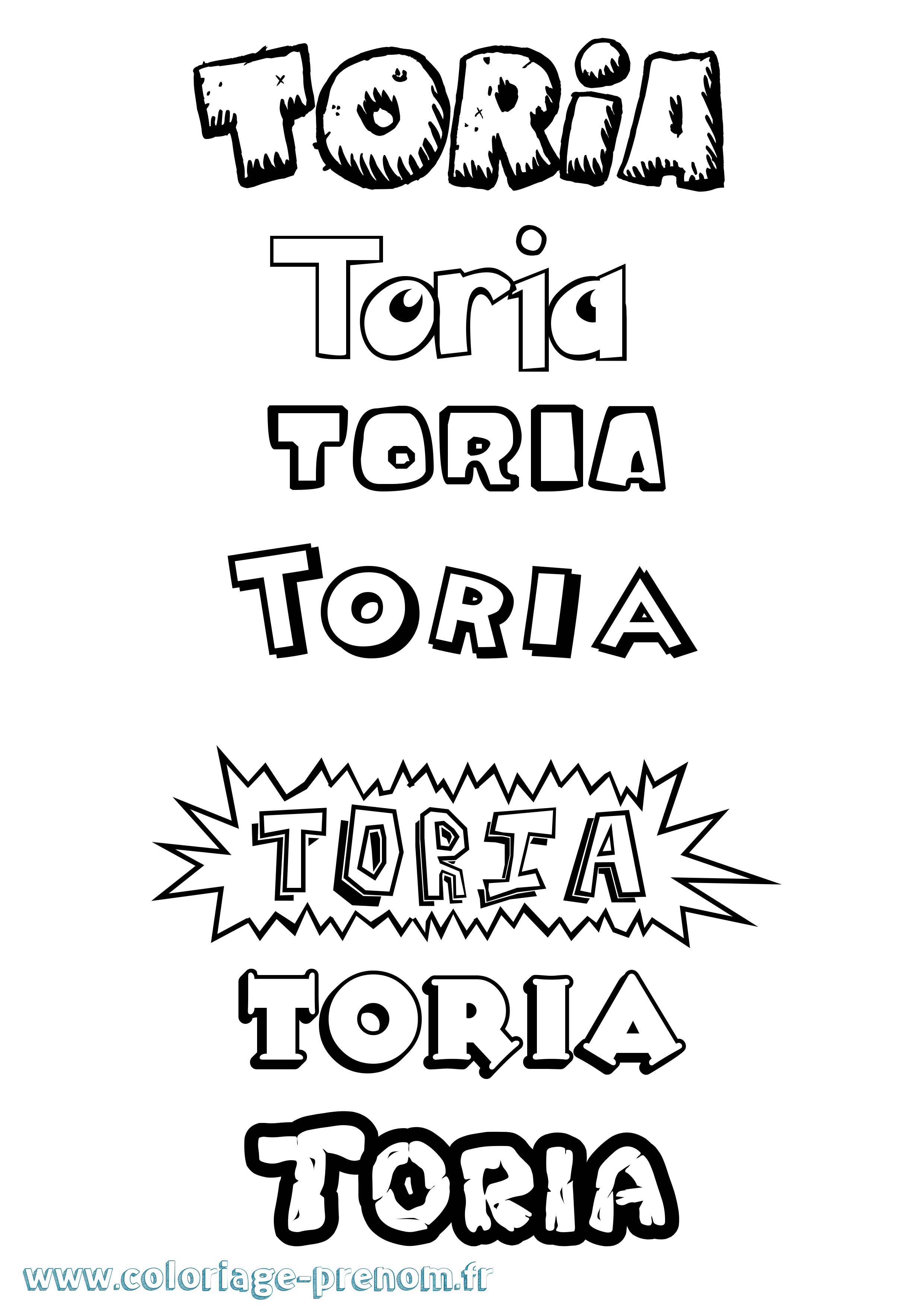 Coloriage Toria Dessin Animé Coloriage prénom Toria Dessin Animé