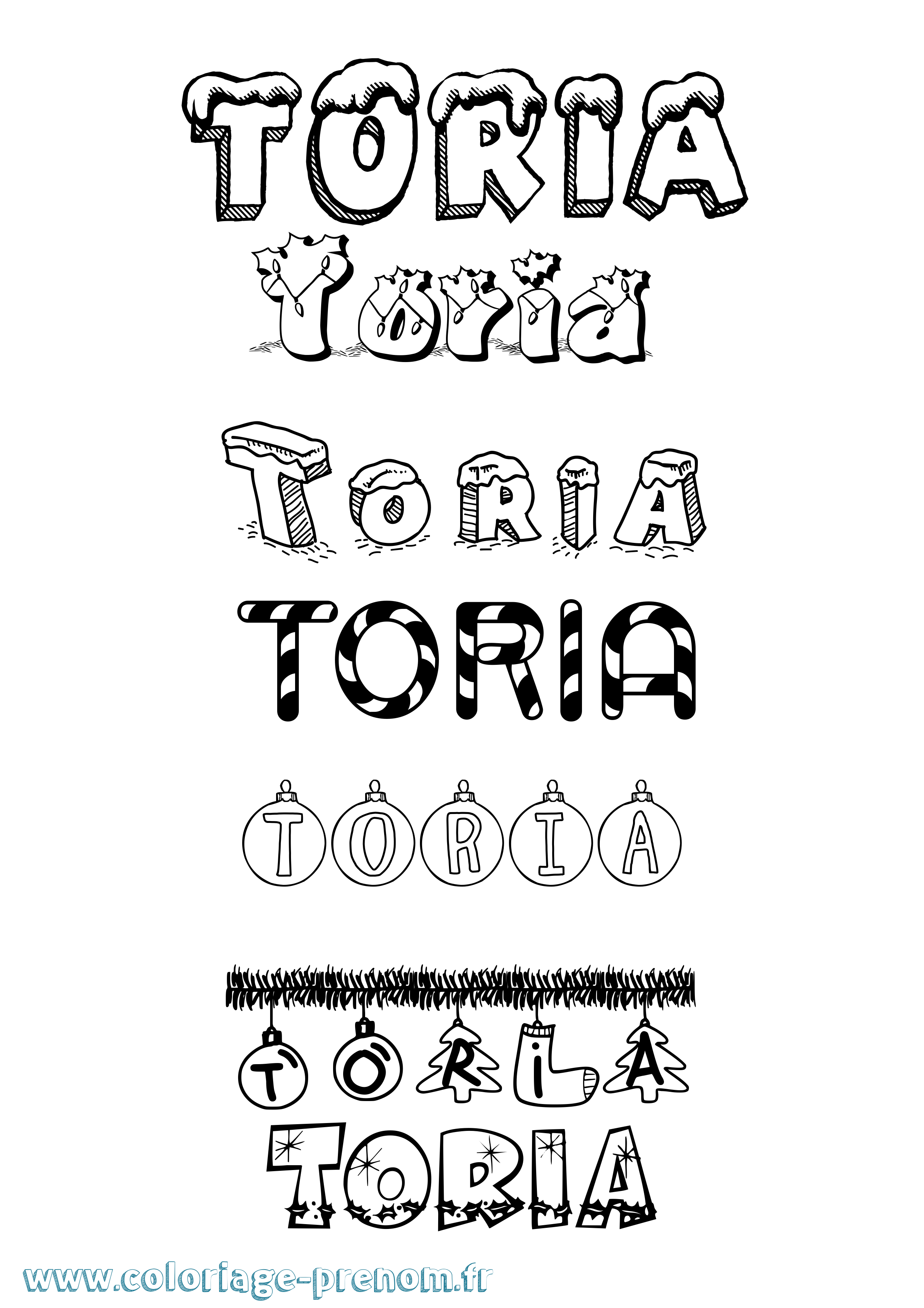 Coloriage Toria Noël Coloriage prénom Toria Noël