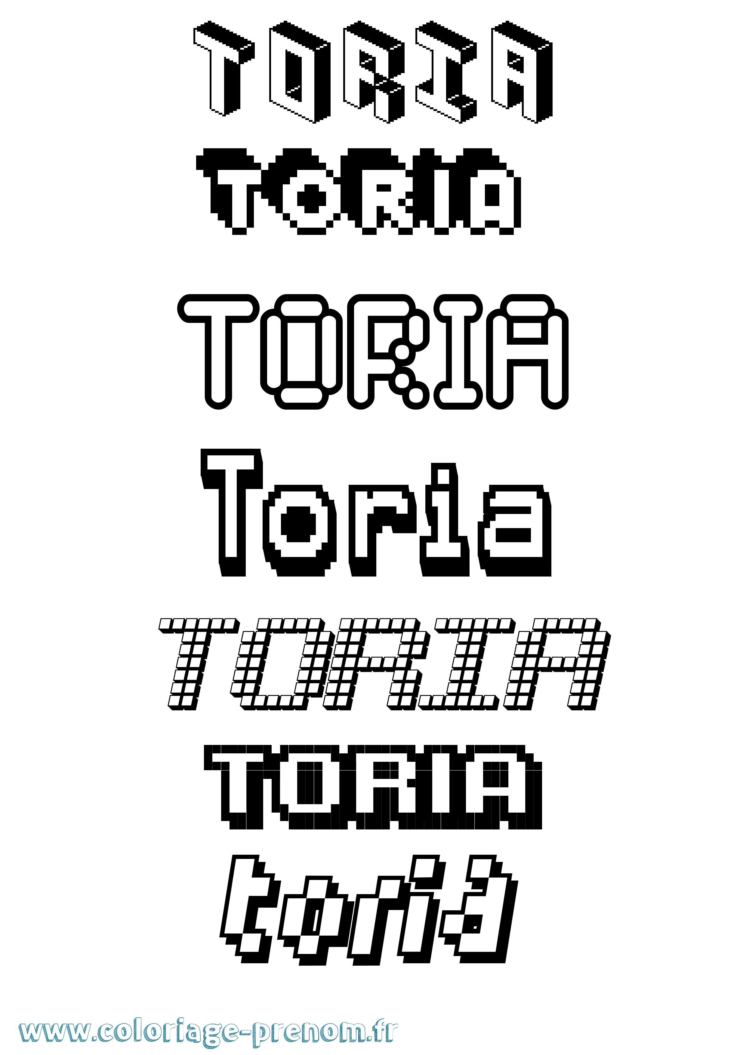 Coloriage Toria Pixel Coloriage prénom Toria Pixel