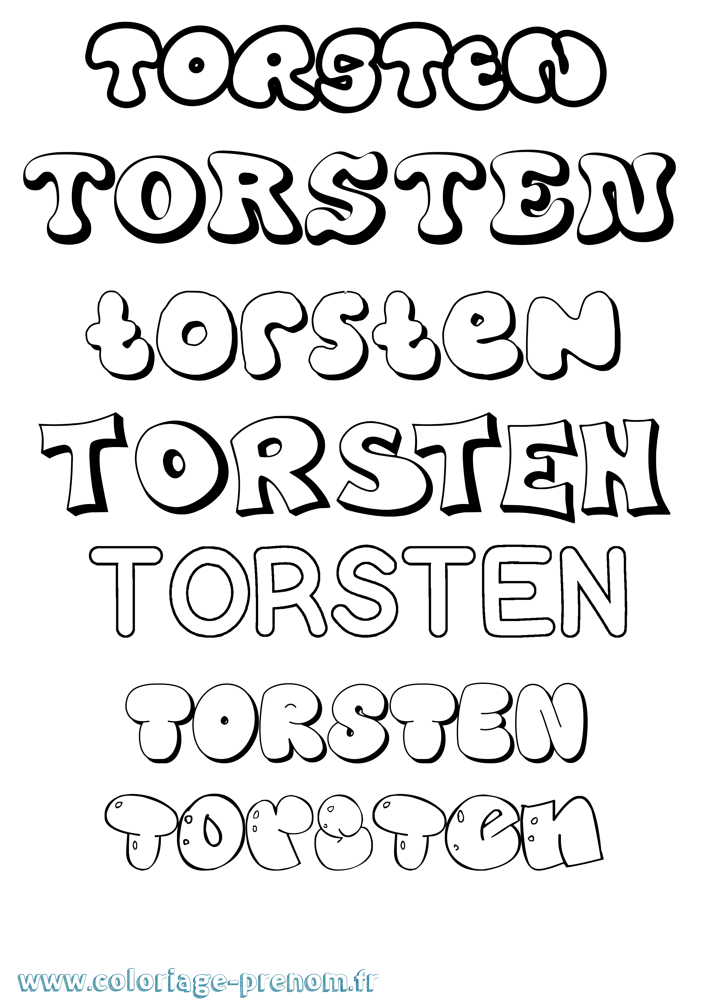 Coloriage Torsten Bubble Coloriage prénom Torsten Bubble
