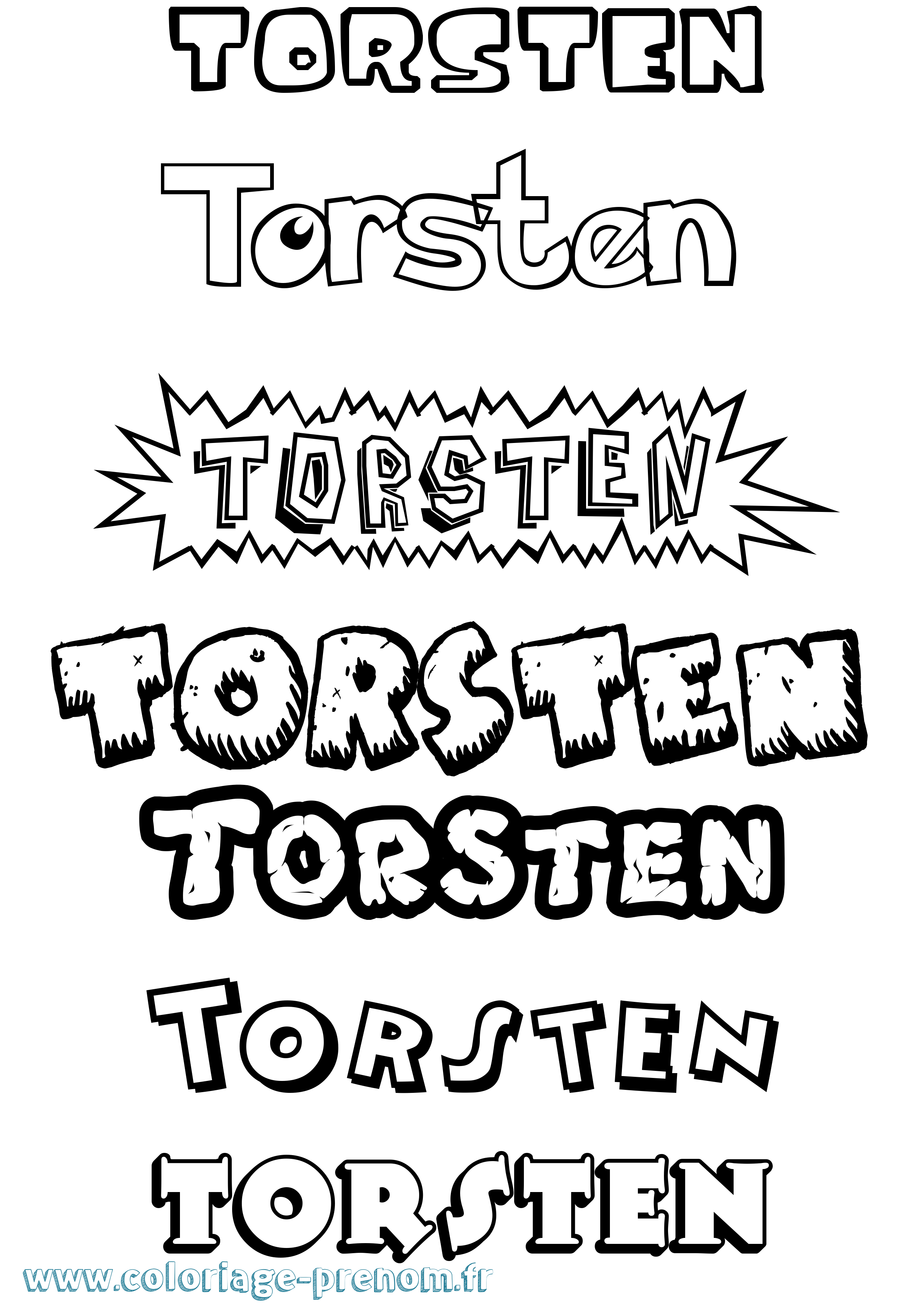 Coloriage Torsten Dessin Animé Coloriage prénom Torsten Dessin Animé