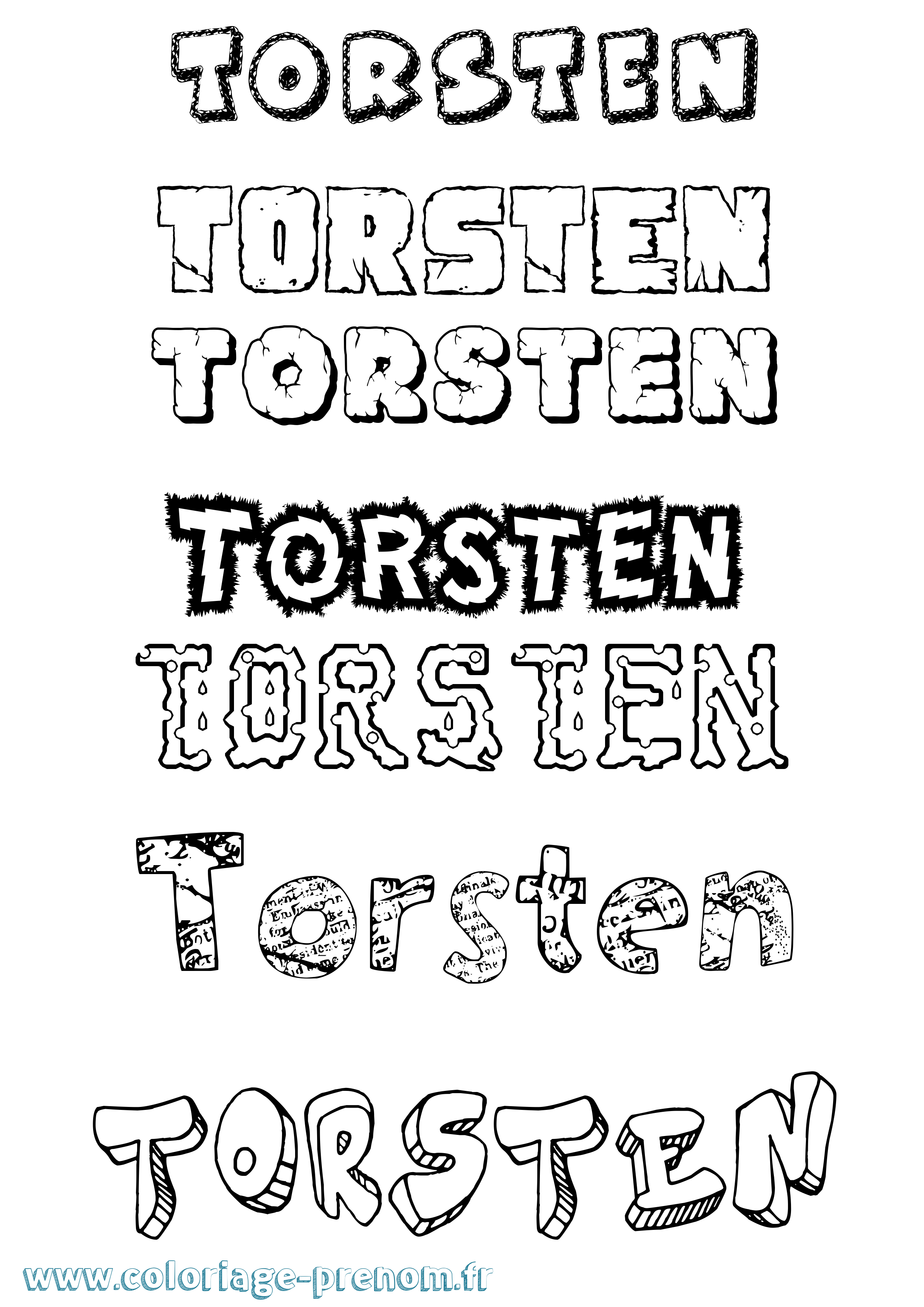 Coloriage Torsten Destructuré Coloriage prénom Torsten Destructuré
