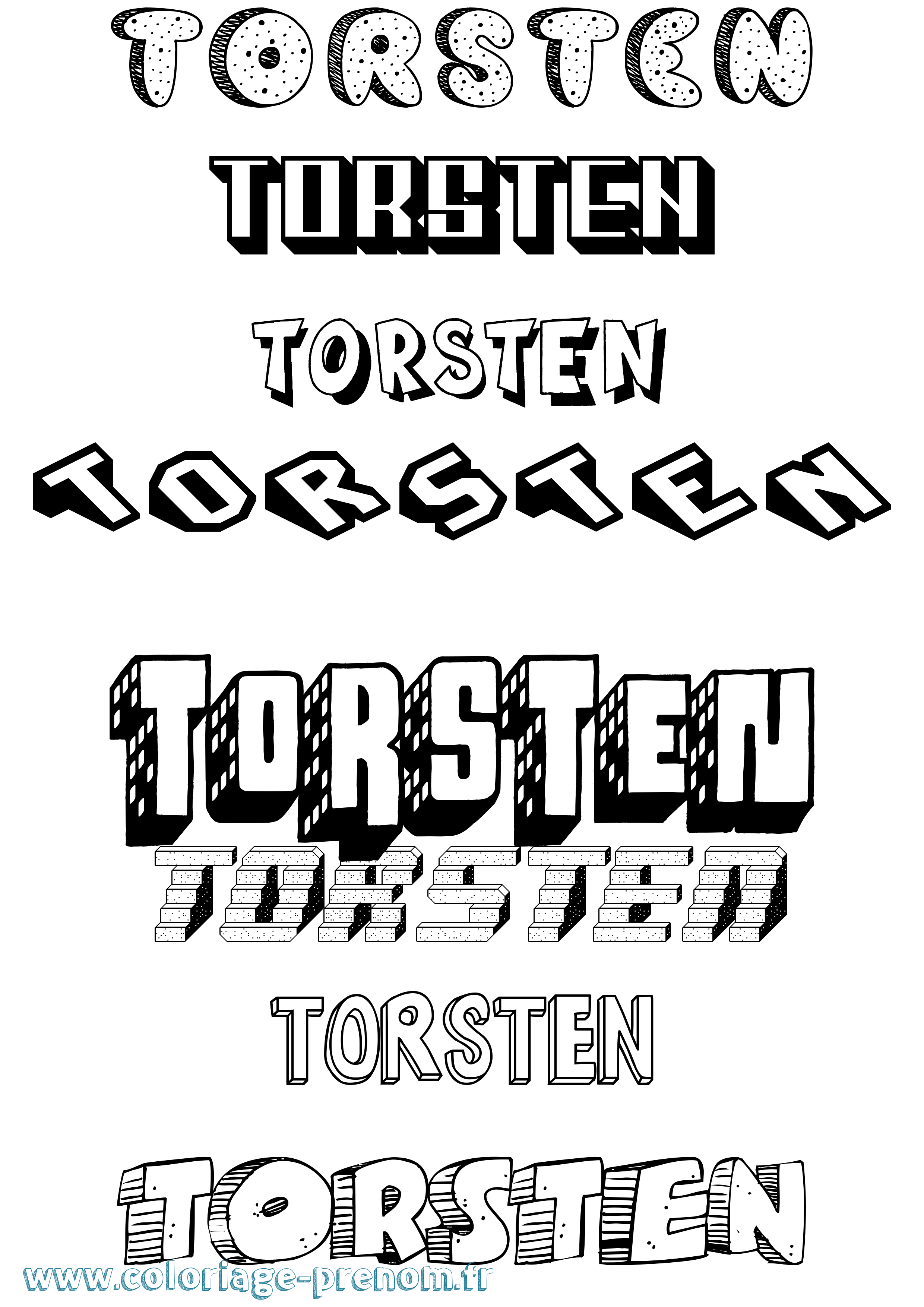 Coloriage Torsten Effet 3D Coloriage prénom Torsten Effet 3D