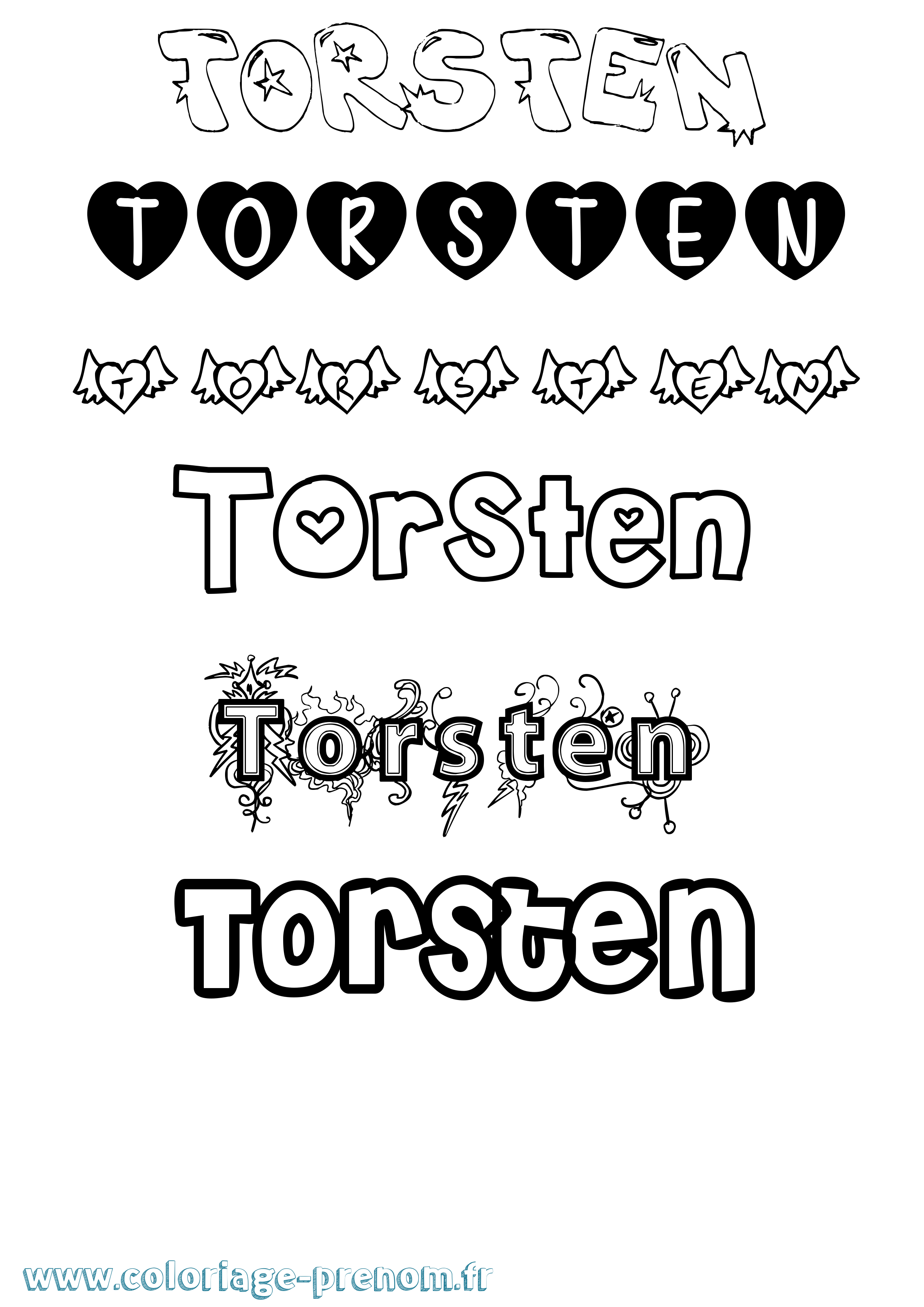 Coloriage Torsten Girly Coloriage prénom Torsten Girly