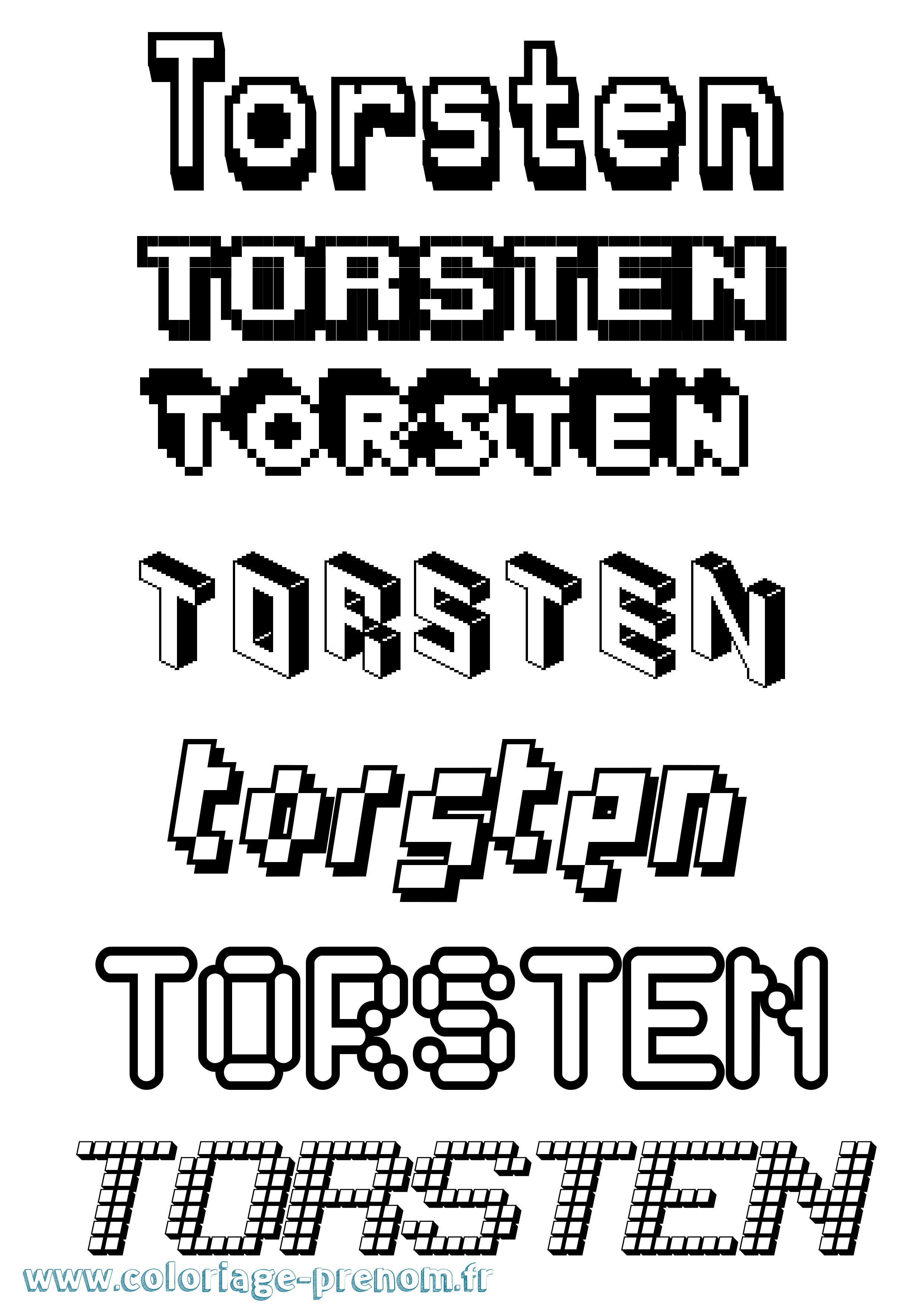 Coloriage Torsten Pixel Coloriage prénom Torsten Pixel