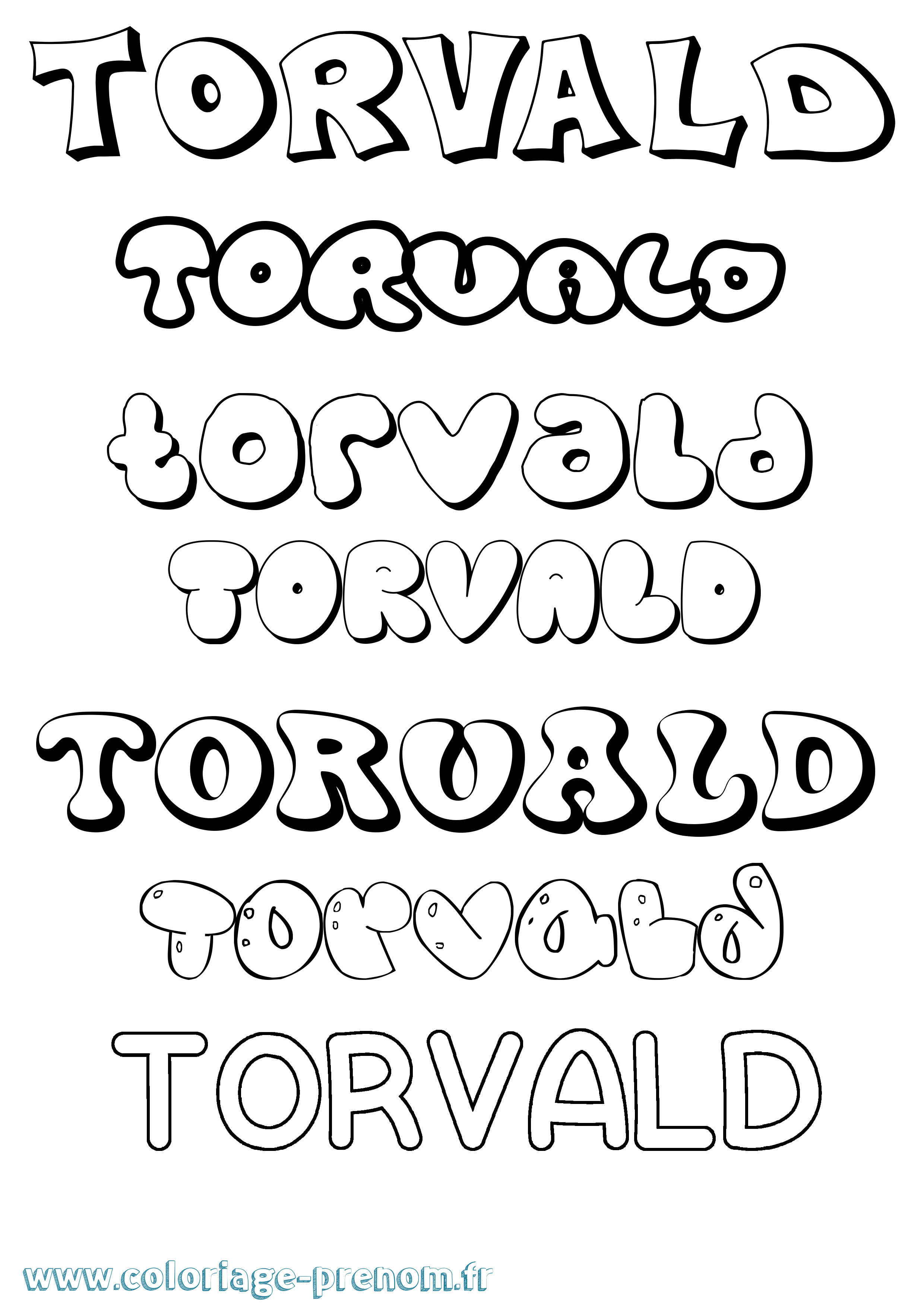 Coloriage Torvald Bubble Coloriage prénom Torvald Bubble