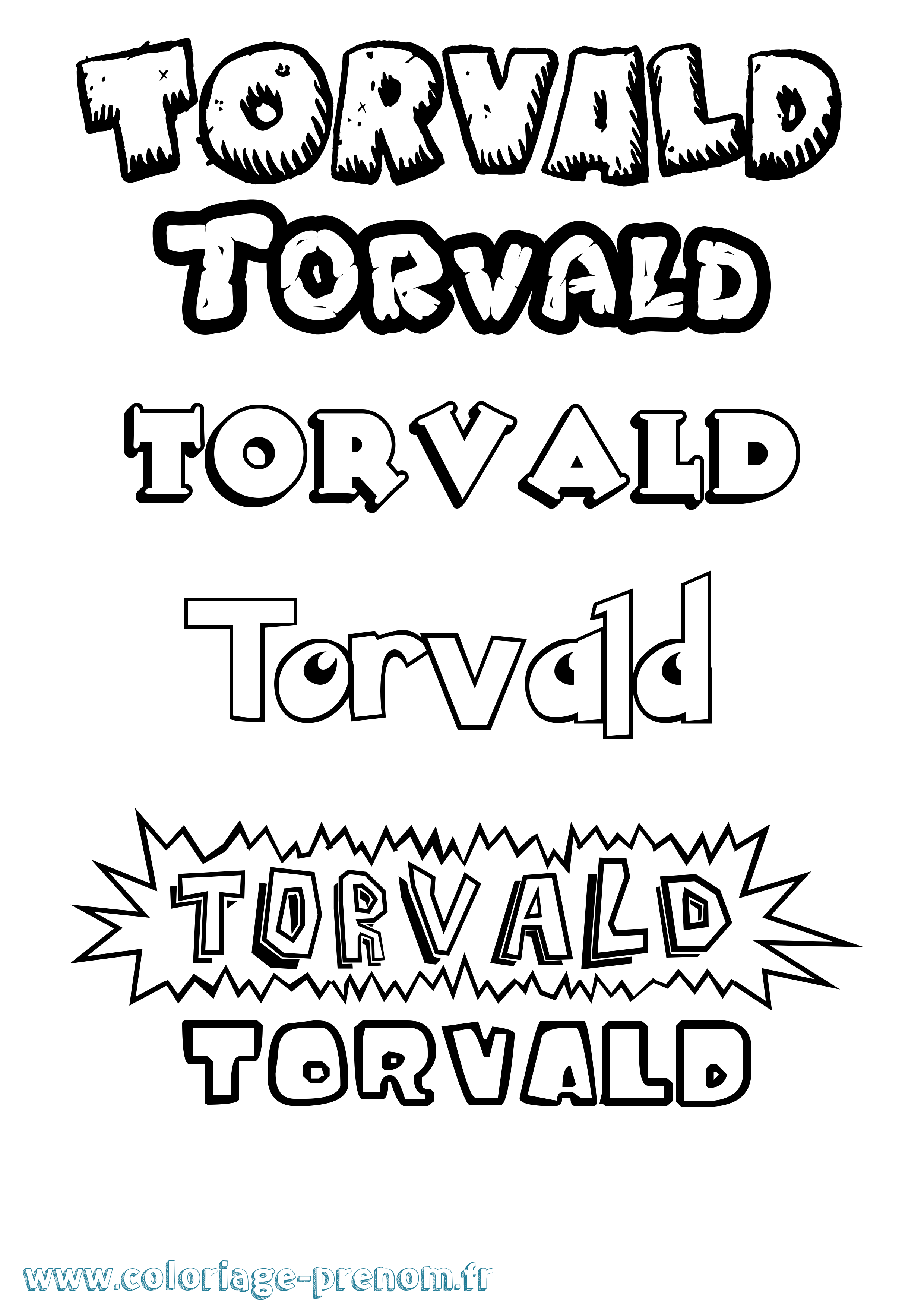 Coloriage Torvald Dessin Animé Coloriage prénom Torvald Dessin Animé