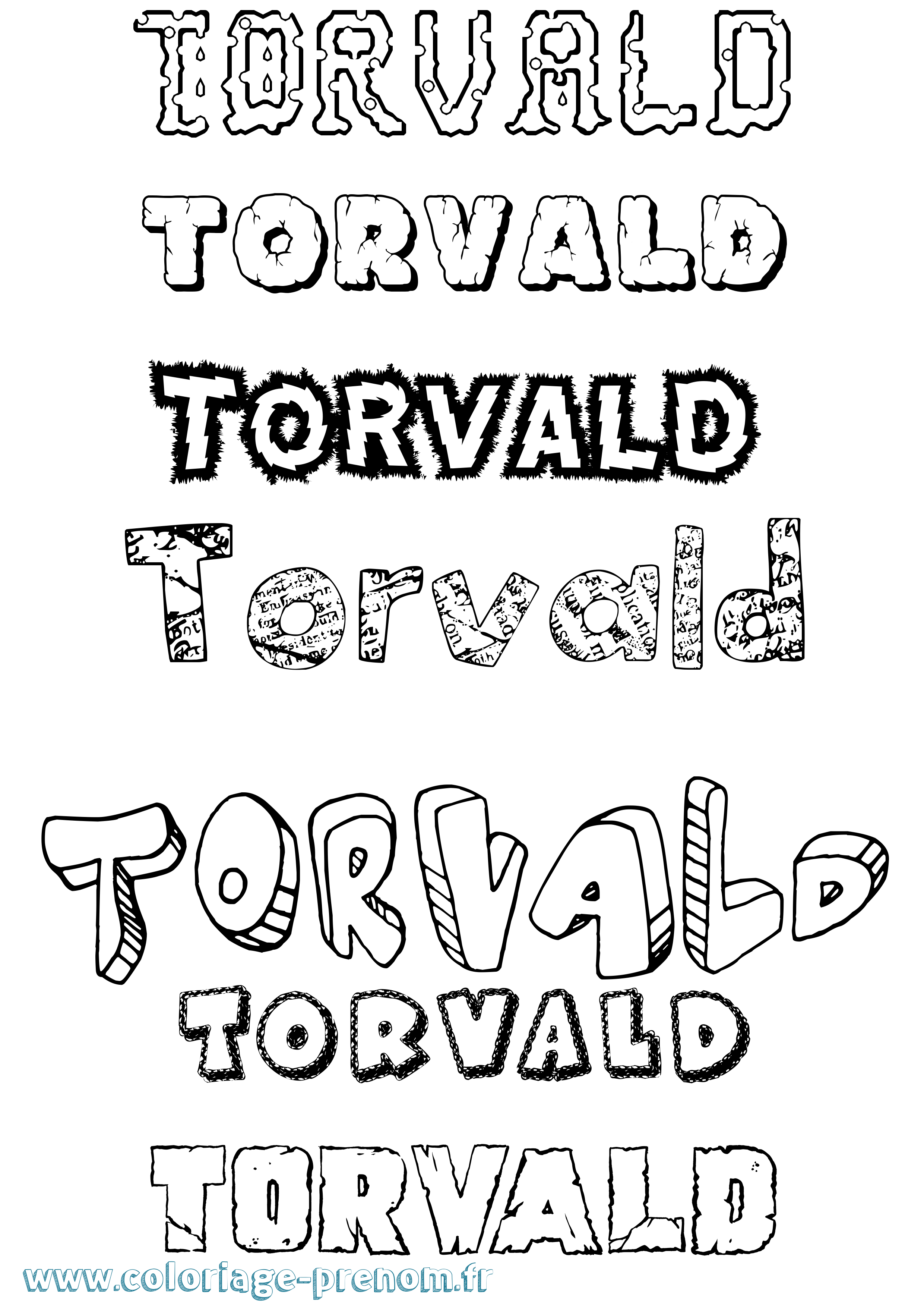 Coloriage Torvald Destructuré Coloriage prénom Torvald Destructuré
