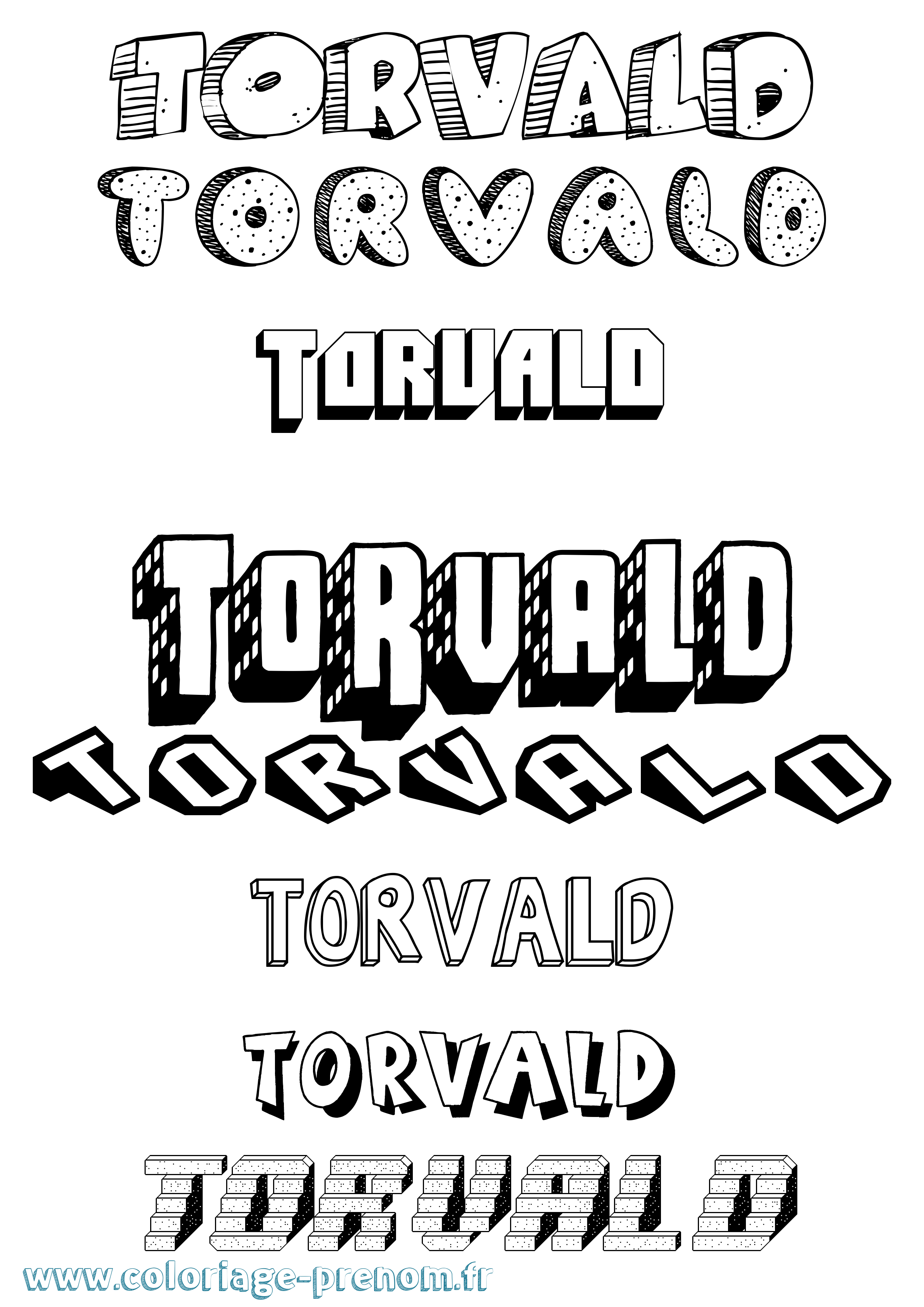 Coloriage Torvald Effet 3D Coloriage prénom Torvald Effet 3D