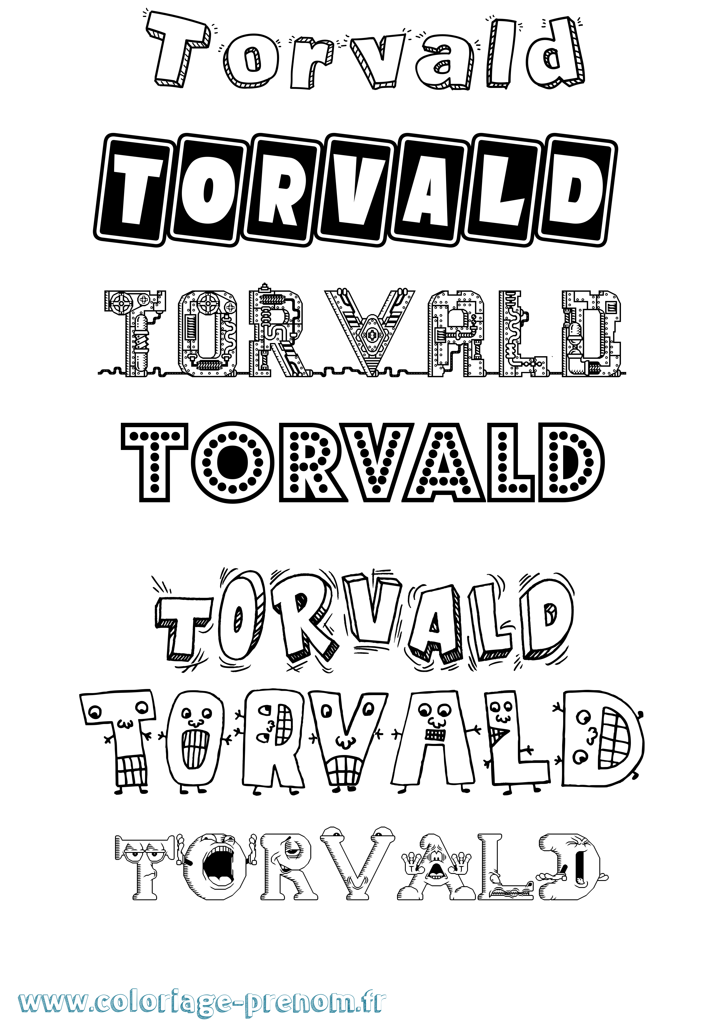 Coloriage Torvald Fun Coloriage prénom Torvald Fun