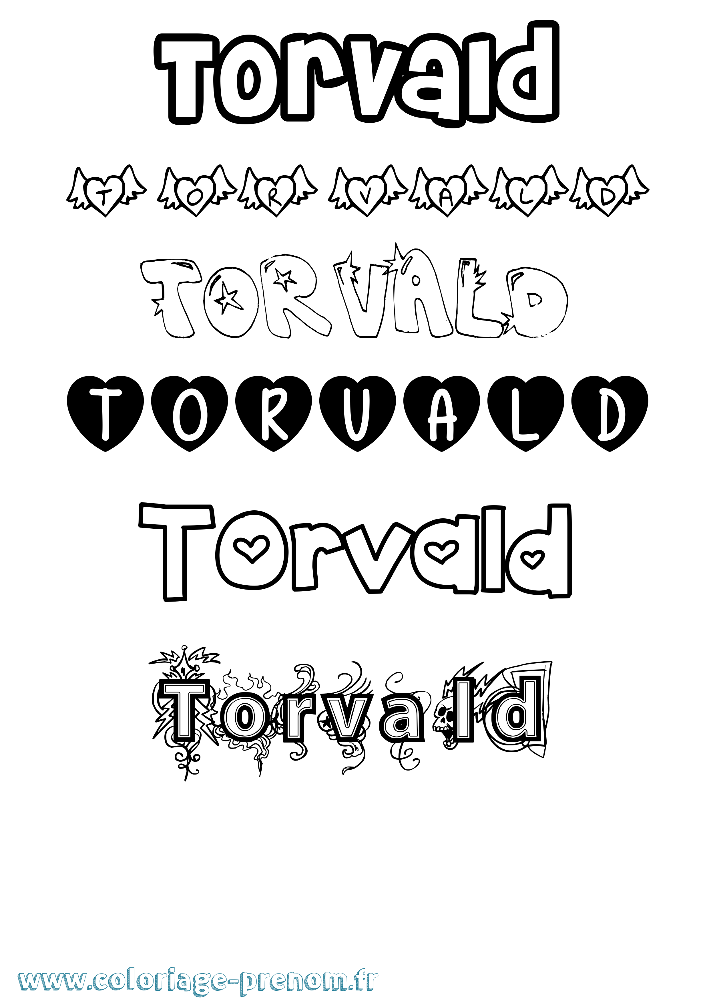 Coloriage Torvald Girly Coloriage prénom Torvald Girly